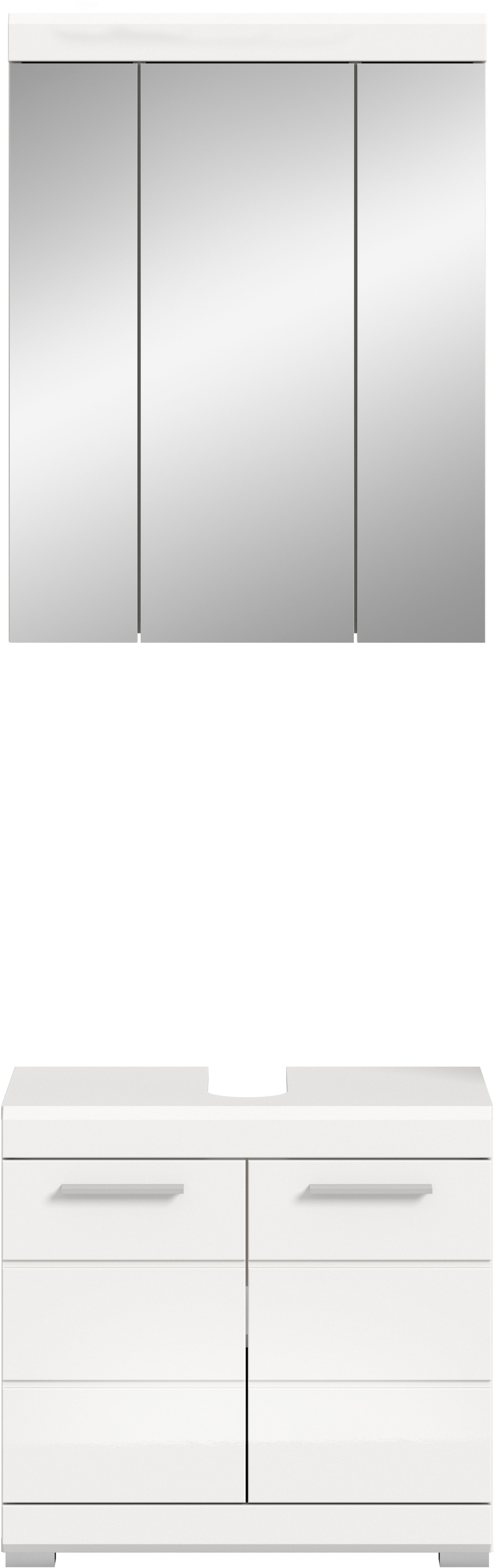 INOSIGN Badkamerserie Siena, 2-delig, bestaande uit: onderkast voor wastafel, spiegelkast in verschillende kleuren verkrijgbaar, badkamermeubels, combinatie, badkamer (set, 2 stuks)