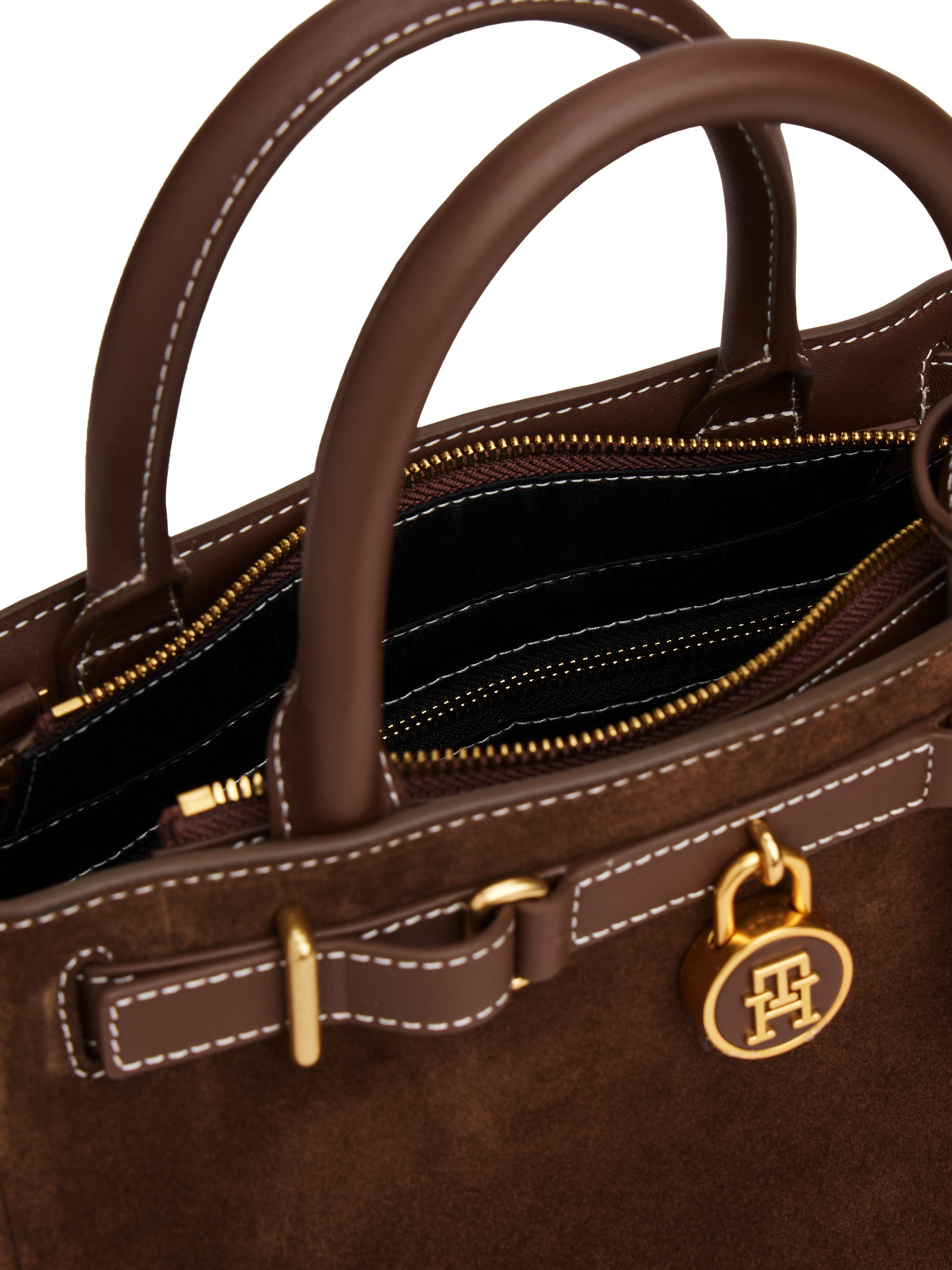 Tommy Hilfiger Draagtas AMERICAN ICON MINI TOTE SUEDE LE , dames handtas, schoudertas met siergespen en sierslot