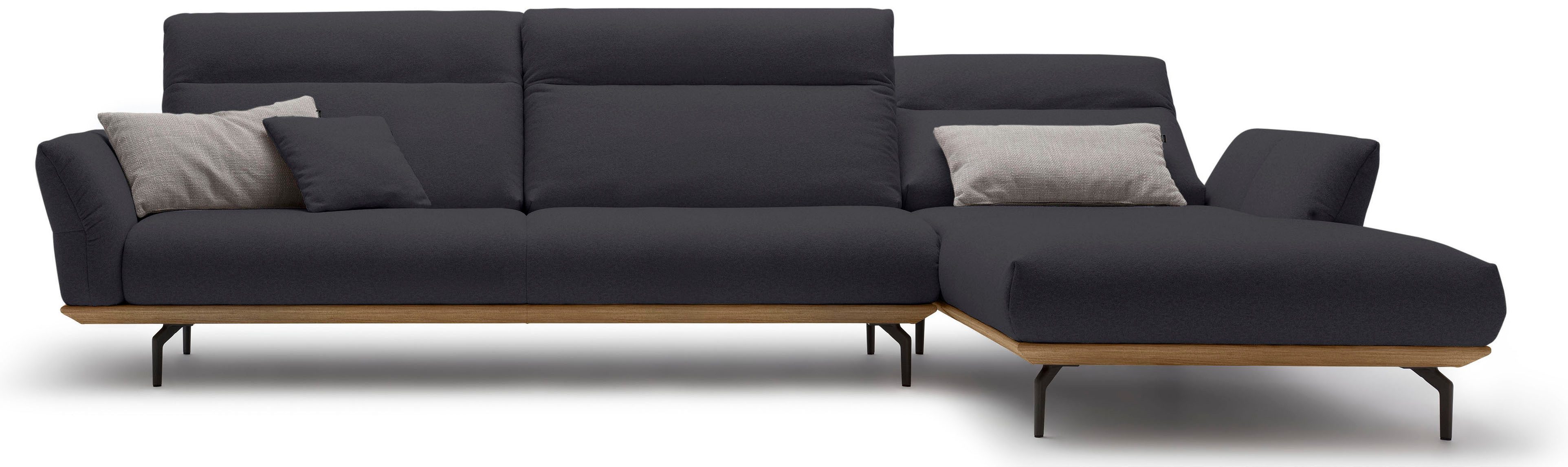 Creation BY ROLF BENZ Hoekbank CR.460 Sokkel in walnotenhout, onderstel in umbra grijs, breedte 338 cm