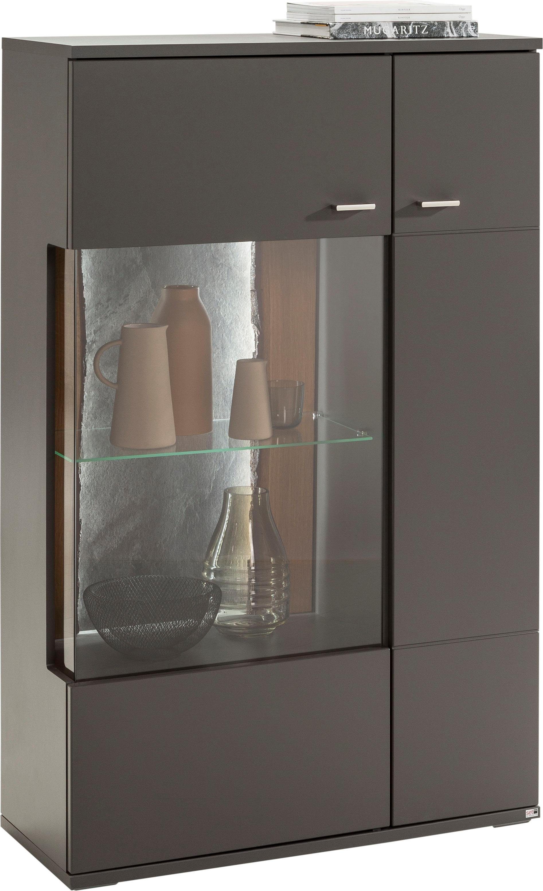 set one by Musterring Vitrinekast Tacoma Type 03/04, hoogte 143,4 cm, met getinte glasdeur
