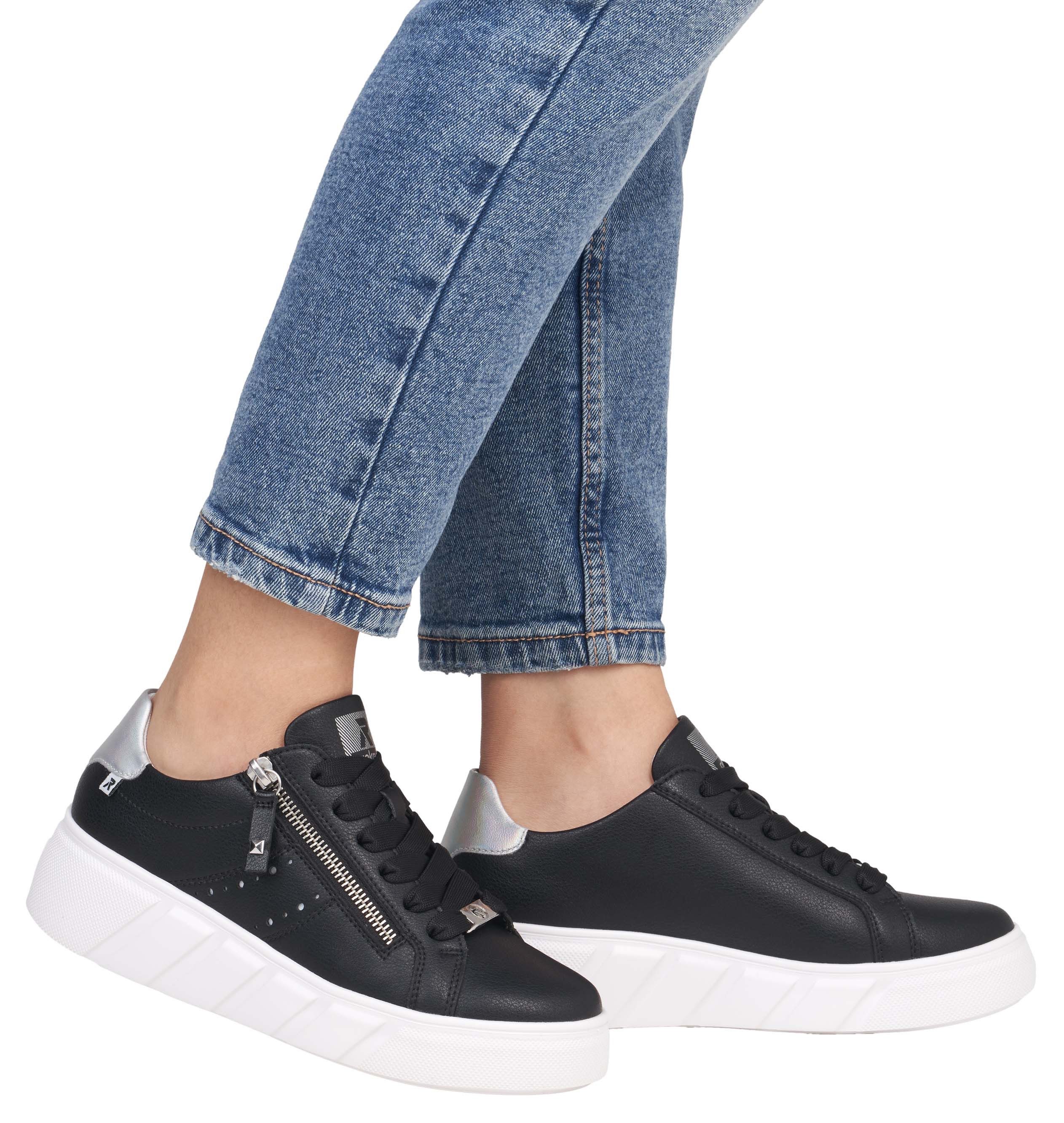 RIEKER Sport Plateausneakers , vrijetijdsschoen, lage schoen, veterschoen met zijlijke perforatie