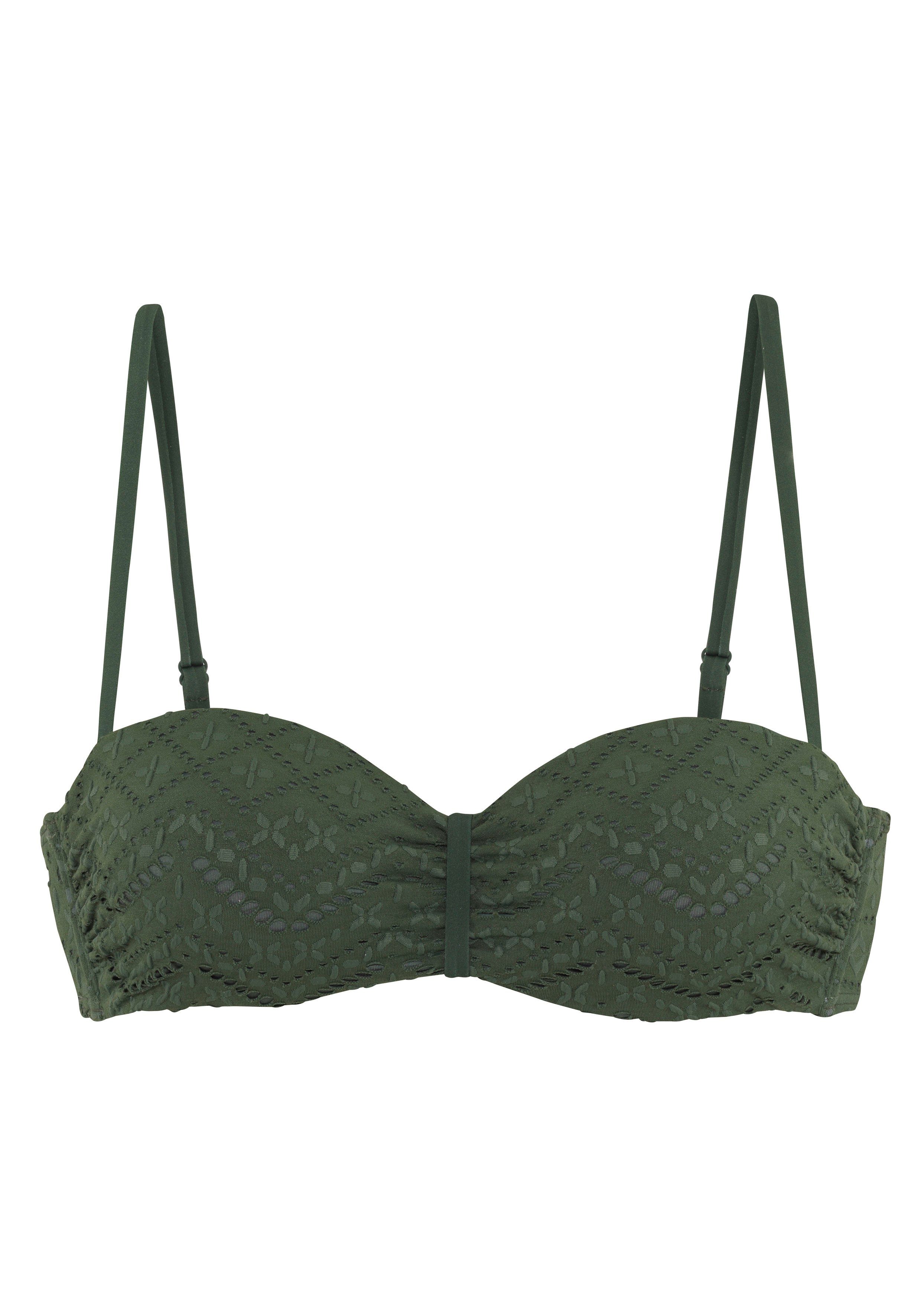 Lascana Beugelbandeau bikinitop Omara met broderie anglaise