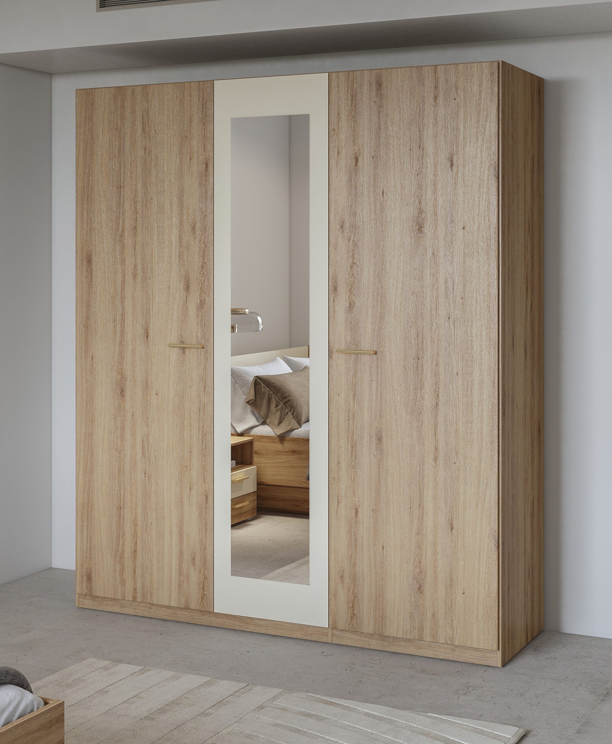 Home affaire Draaideurkast Bitry, linnenkast incl. complete binneninrichting Kledingkast, verstelbare legplanken 22 mm dik, spiegeldeur