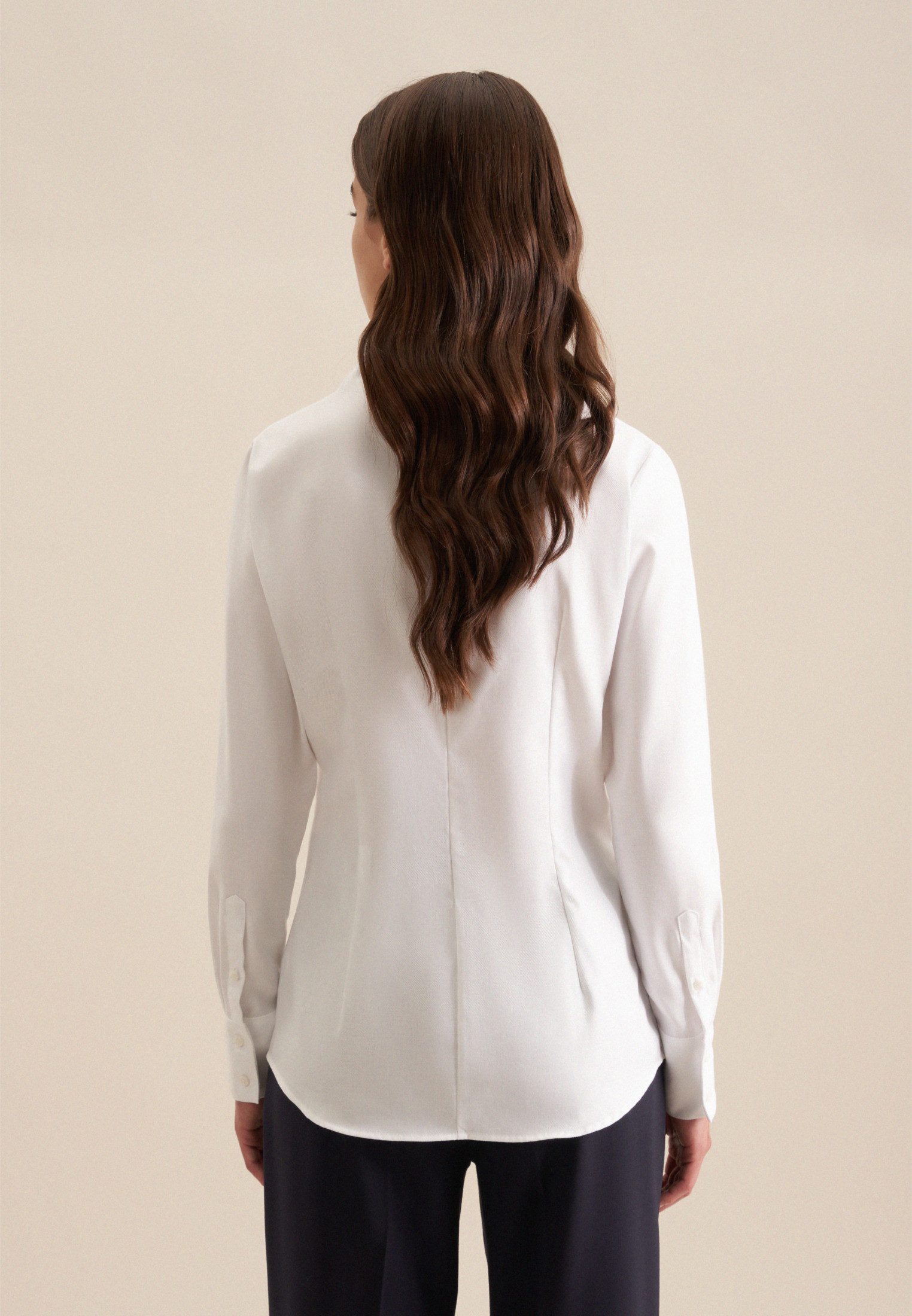 seidensticker Klassieke blouse Zwarte roos Lange mouwen kraag uni