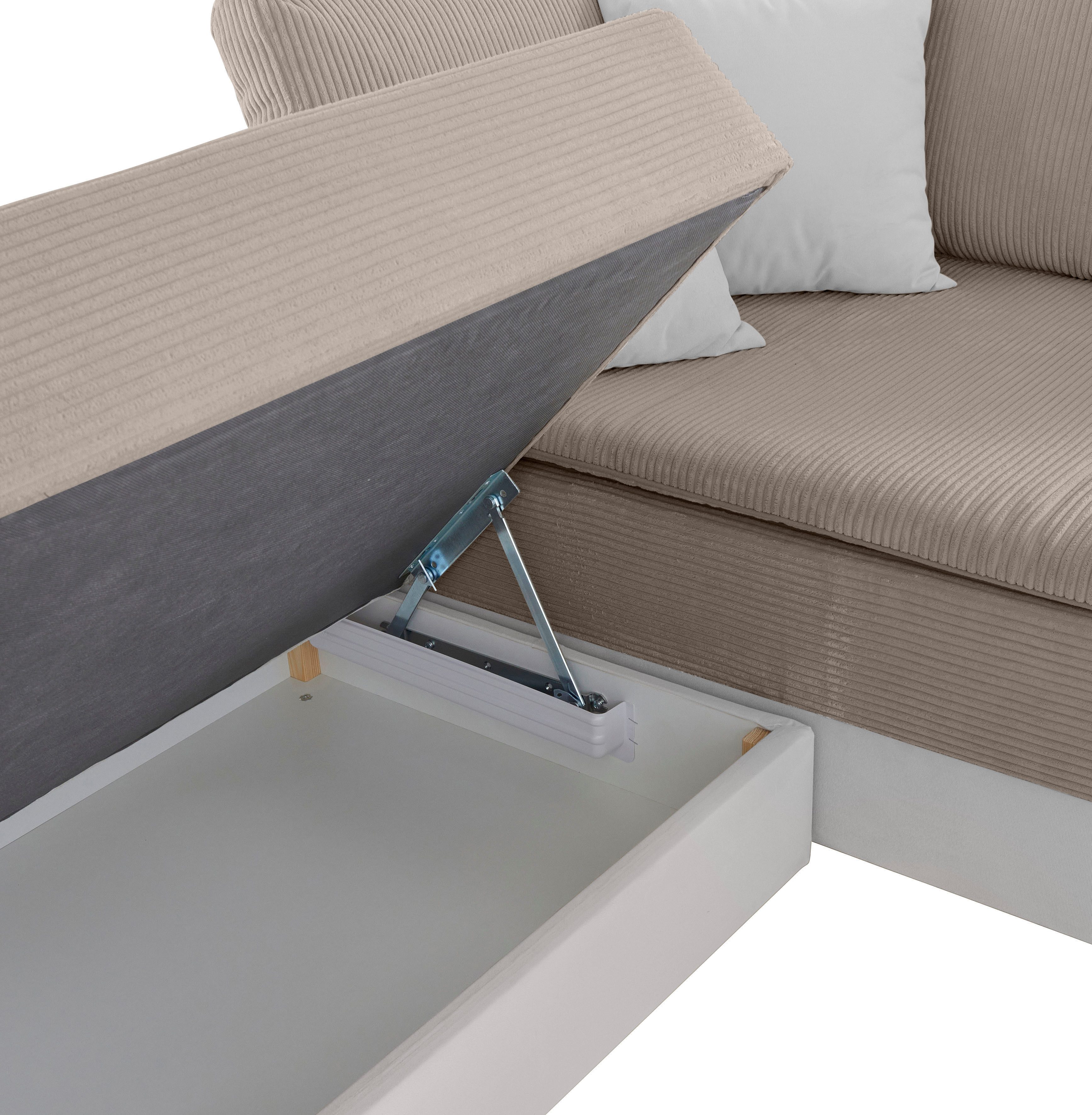 INOSIGN Hoekbank Boxspringbed Night & Day L-vorm met permanente slaapfunctie met armleuning