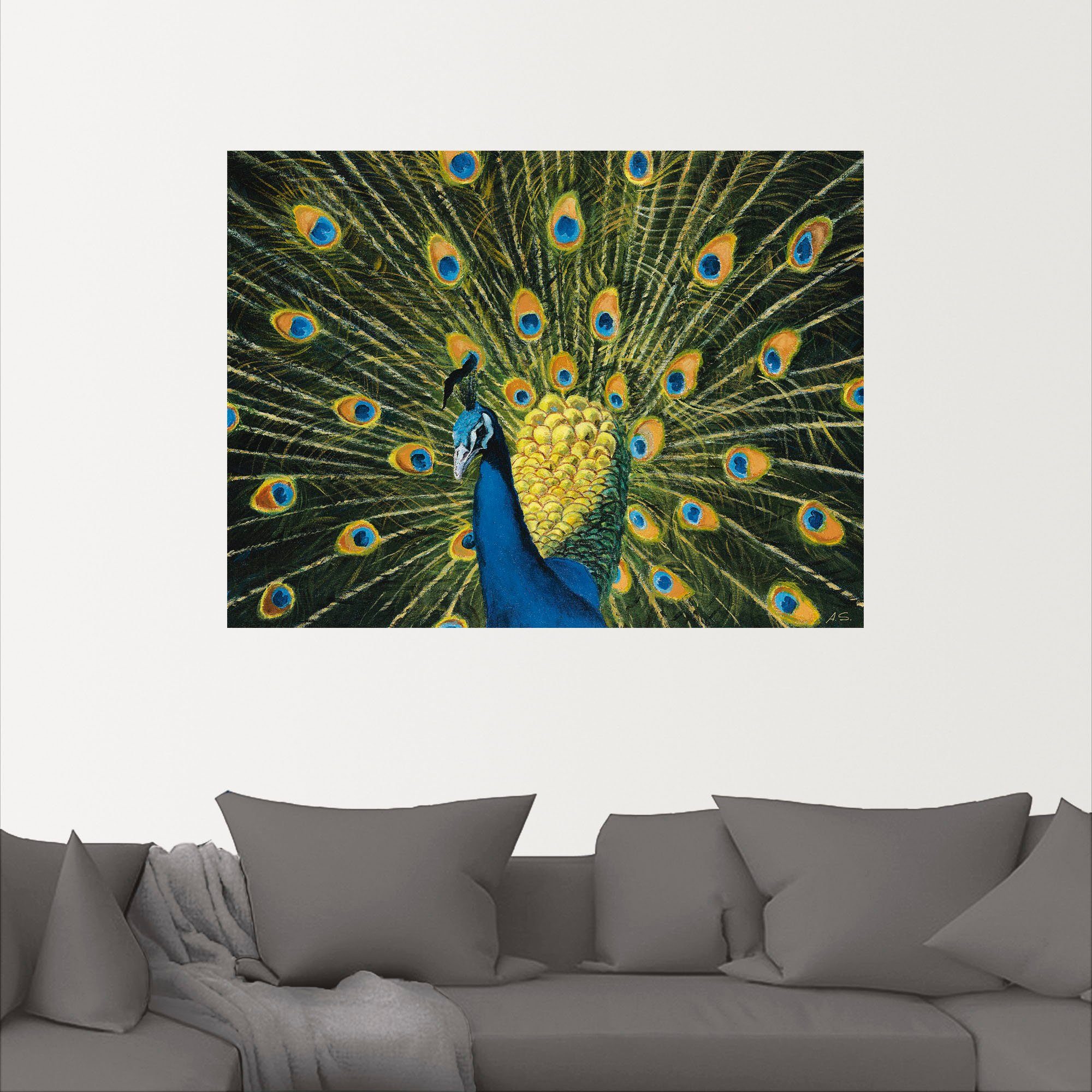 Artland Artprint Pauw als artprint van aluminium, artprint voor buiten, artprint op linnen, poster, muursticker
