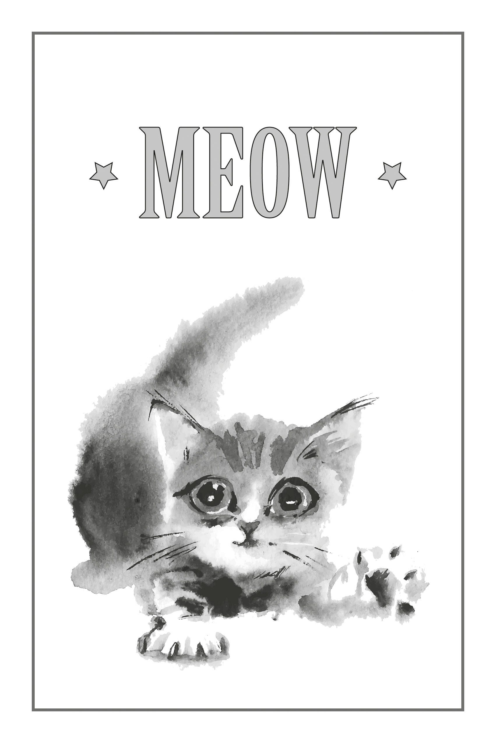 queence Artprint op linnen Kat MEOW