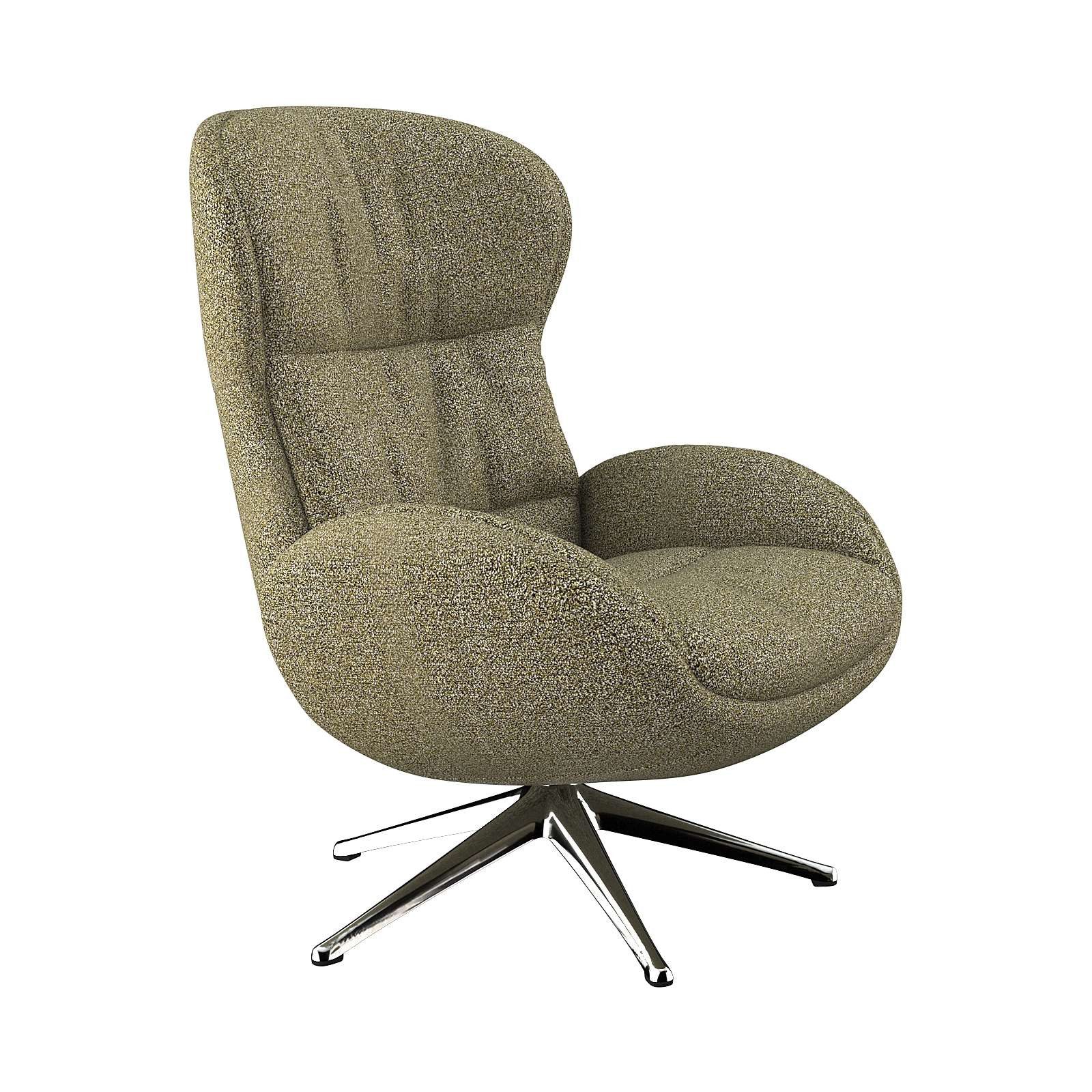 FLEXLUX Relaxfauteuil Haze, TV-stoel, fauteuil, stoffeerstoel Rugdeelverstelling, draaibaar, voet van aluminium tv-fauteuils maat Bouclé groen