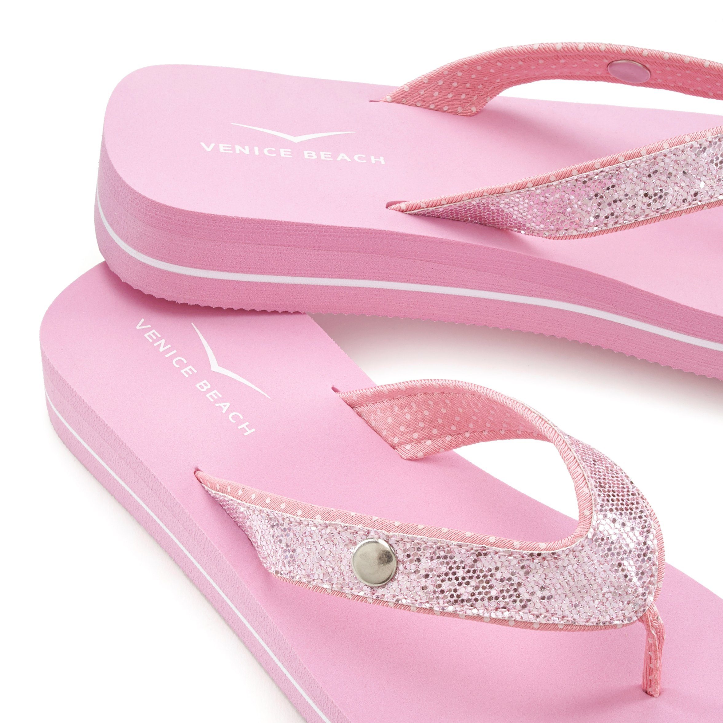 Venice Beach Badslippers Sandaal, pantoletten, badschoenen ultralicht met glitterband VEGAN