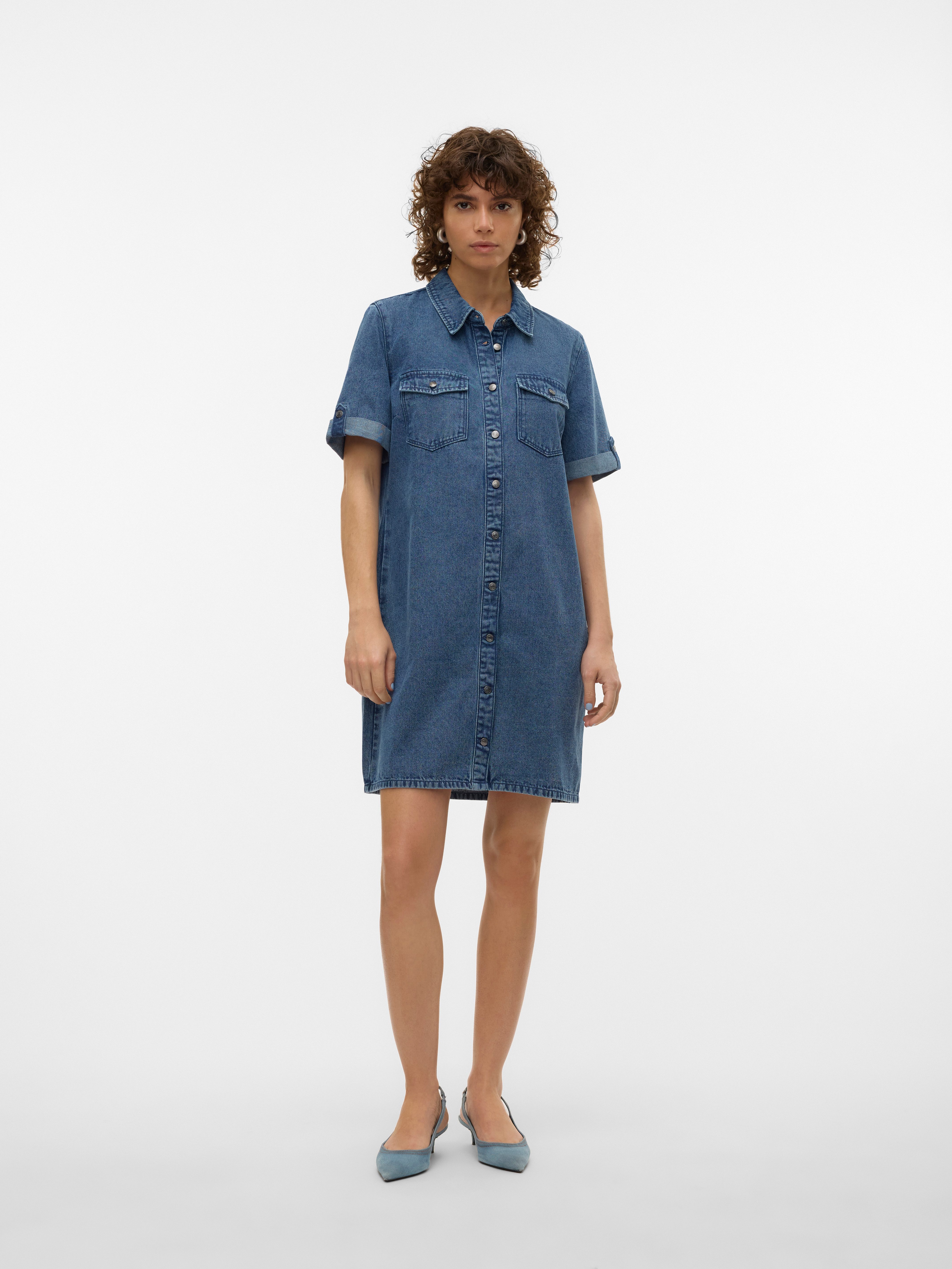 Vero Moda Jeans jurk VMJENNIE SS SHORT DENIM DRESS NOOS