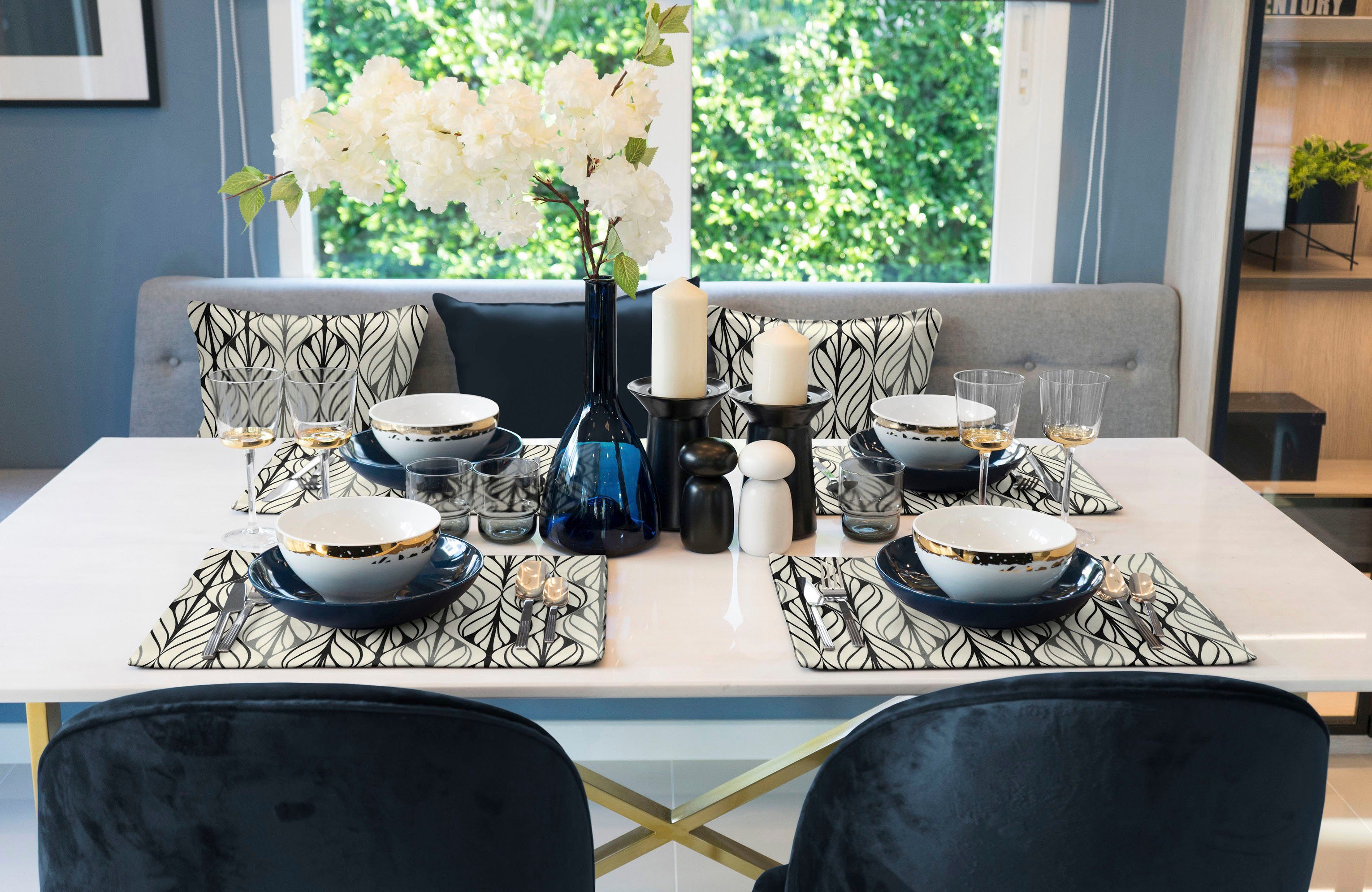Adam Set placemats WAVE GOTS organic, gecertificeerd door CERES 0242, Made in Germany (2 stuks) tafelkleden