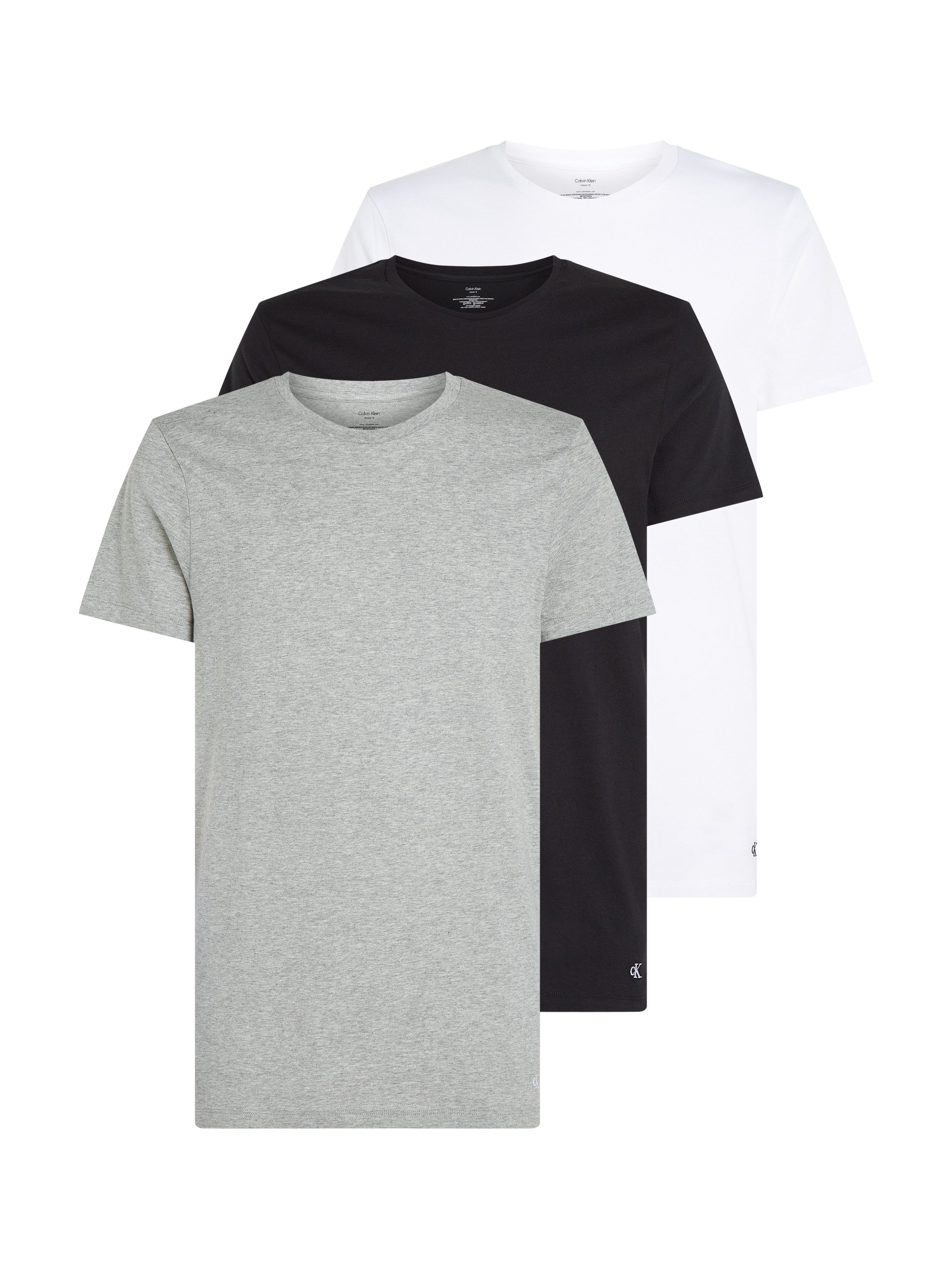 Calvin Klein T-shirt S/S CREW NECK 3PK met geborduurd logo (3-delig, Set van 3)