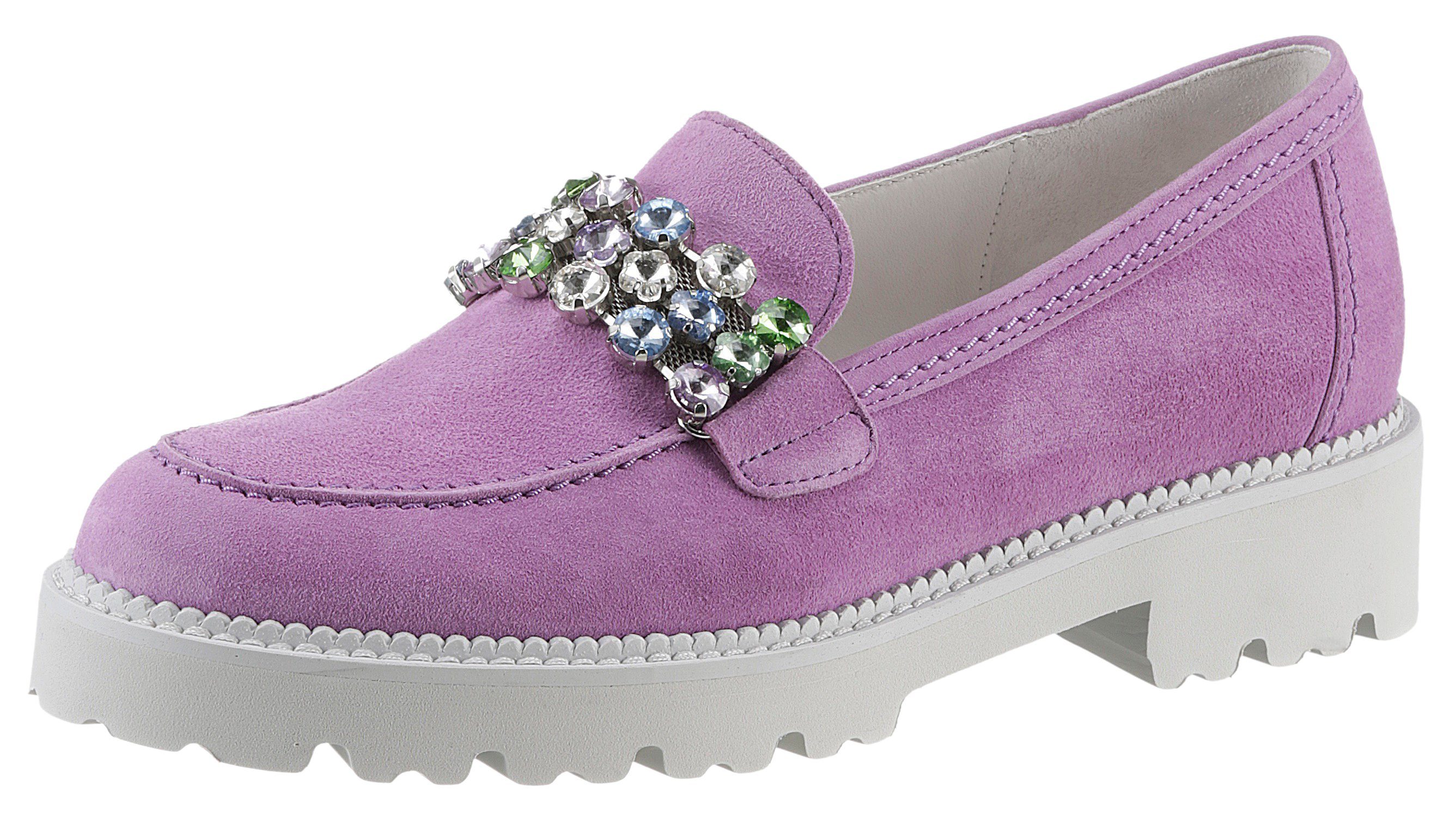Gabor Loafers met fonkelende sierstenen, vrijetijdsschoen, lage schoen, instapschoen dames loafers maat 40 EU paars