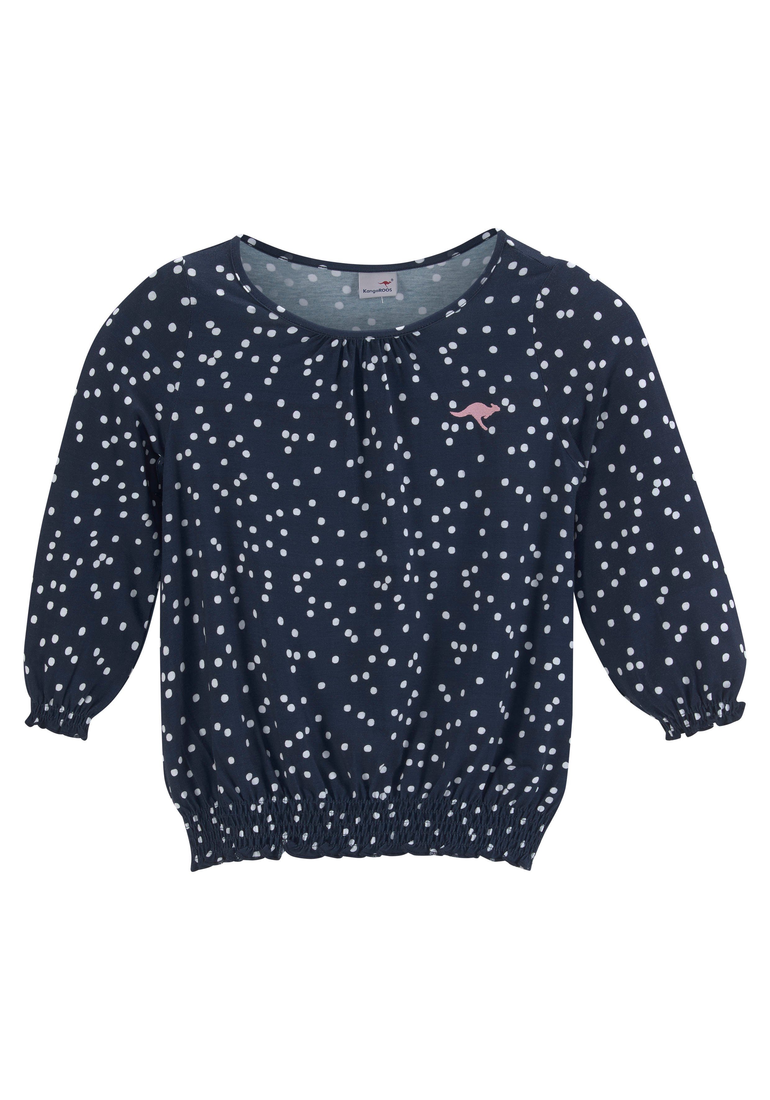 KangaROOS Shirt met lange mouwen Viscose shirt with 3/4 sleeves wijde pasvorm, gestippeld ontwerp, ronde hals