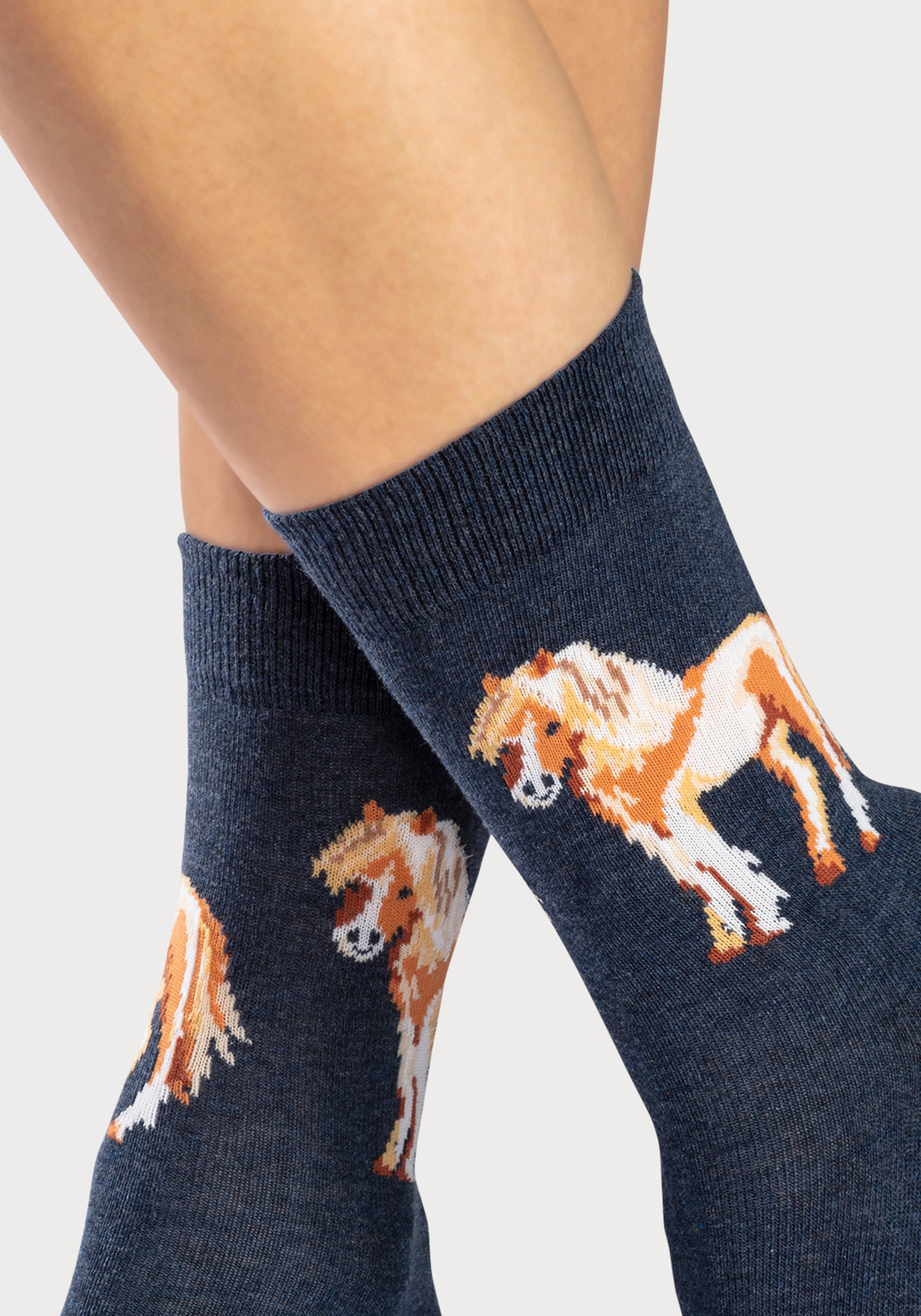 H.I.S Sokken Met verschillende paardenmotieven (5 paar)