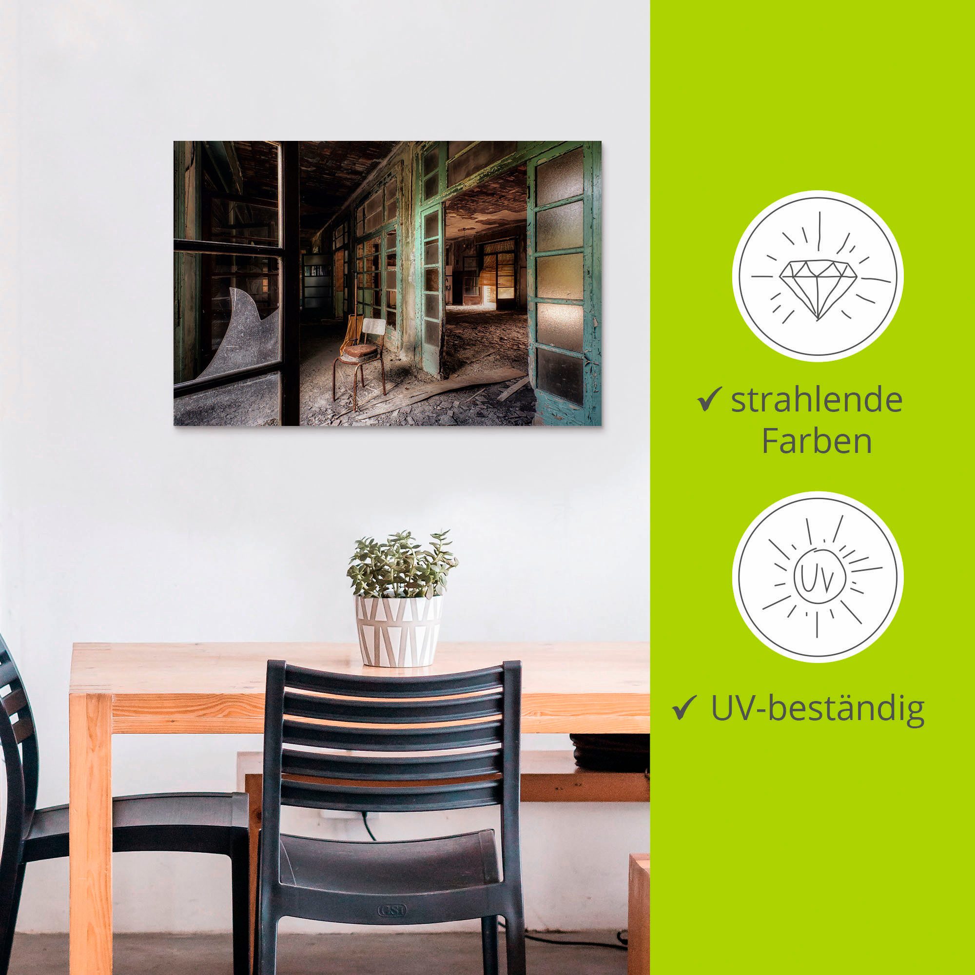 Artland Artprint Lost Place - stoel - verlaten plaatsen als artprint van aluminium, artprint voor buiten, artprint op linnen, poster in verschillende maten. maten