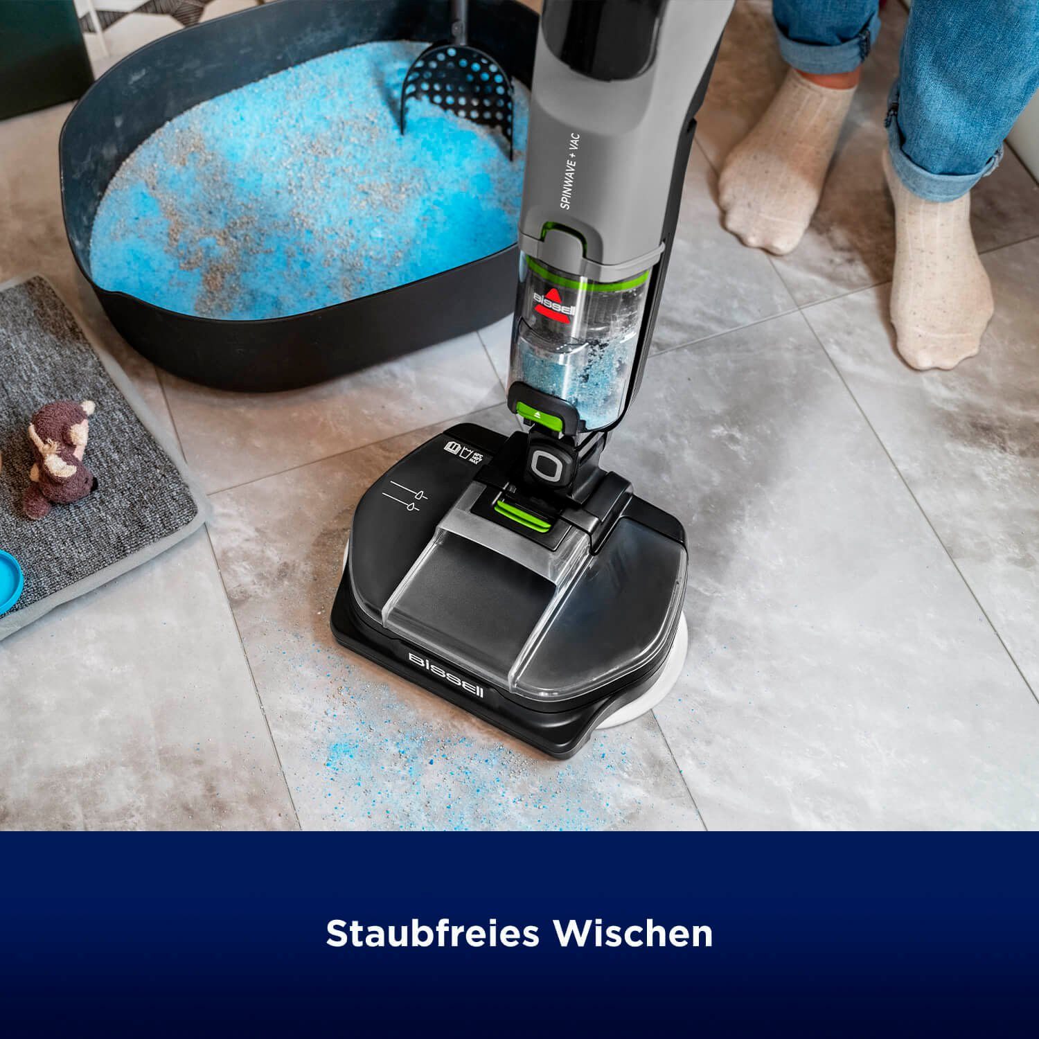 Bissell Nat- en droogzuiger 3893N, SpinWave®+ Vac PET Select, stofvrij dweilen draadloos, voor alle harde vloeren, 3 reinigingsmodi inclusief zuigmodus