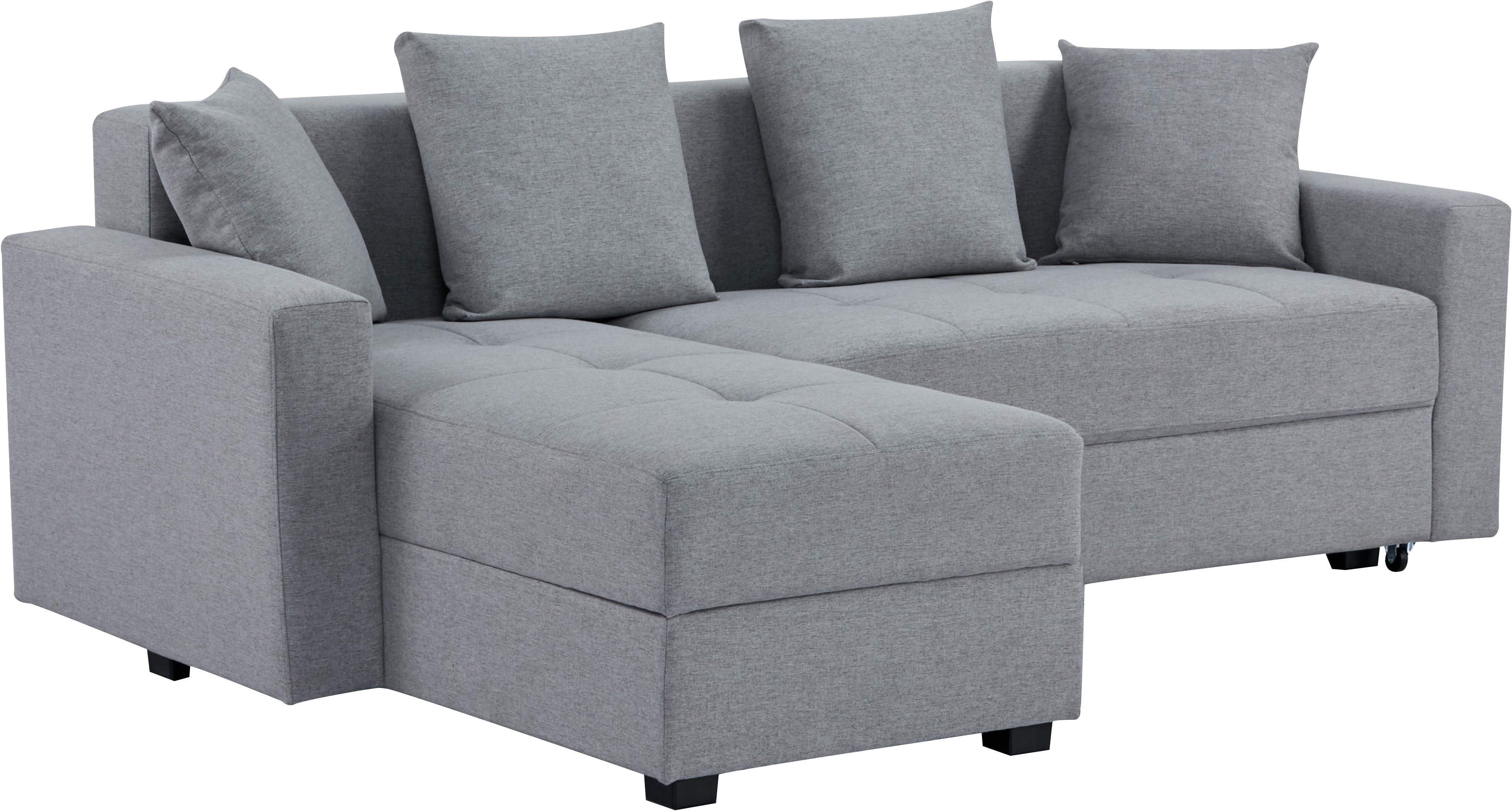 INOSIGN Hoekbank KILLAM, 217 cm, L-vorm, met slaapfunctie en bedlade Recamière rechts / links monteerbaar, in cord en geweven stof