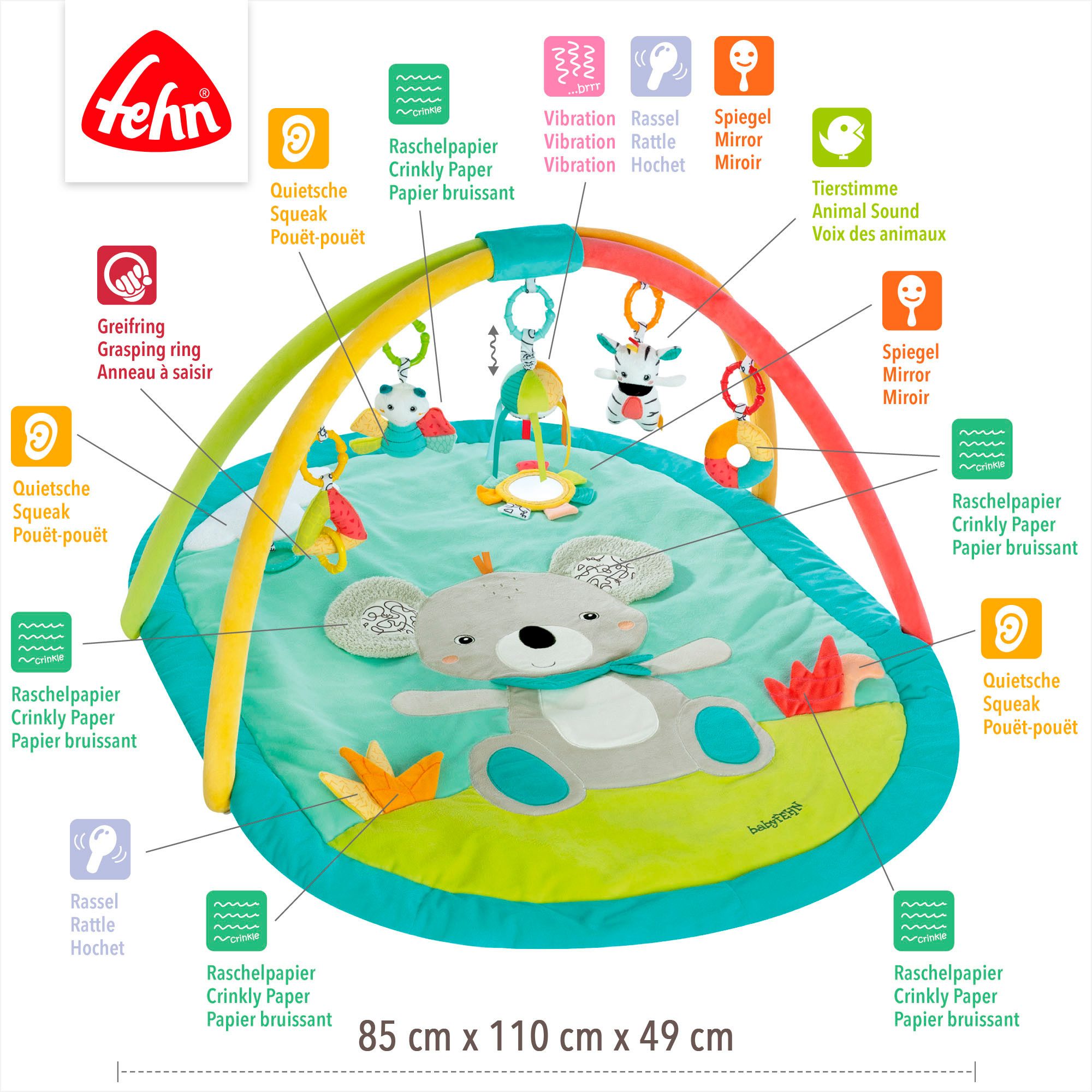 Fehn Babygym DoBabyDoo, 3-D-Activity-speelkleed Koala