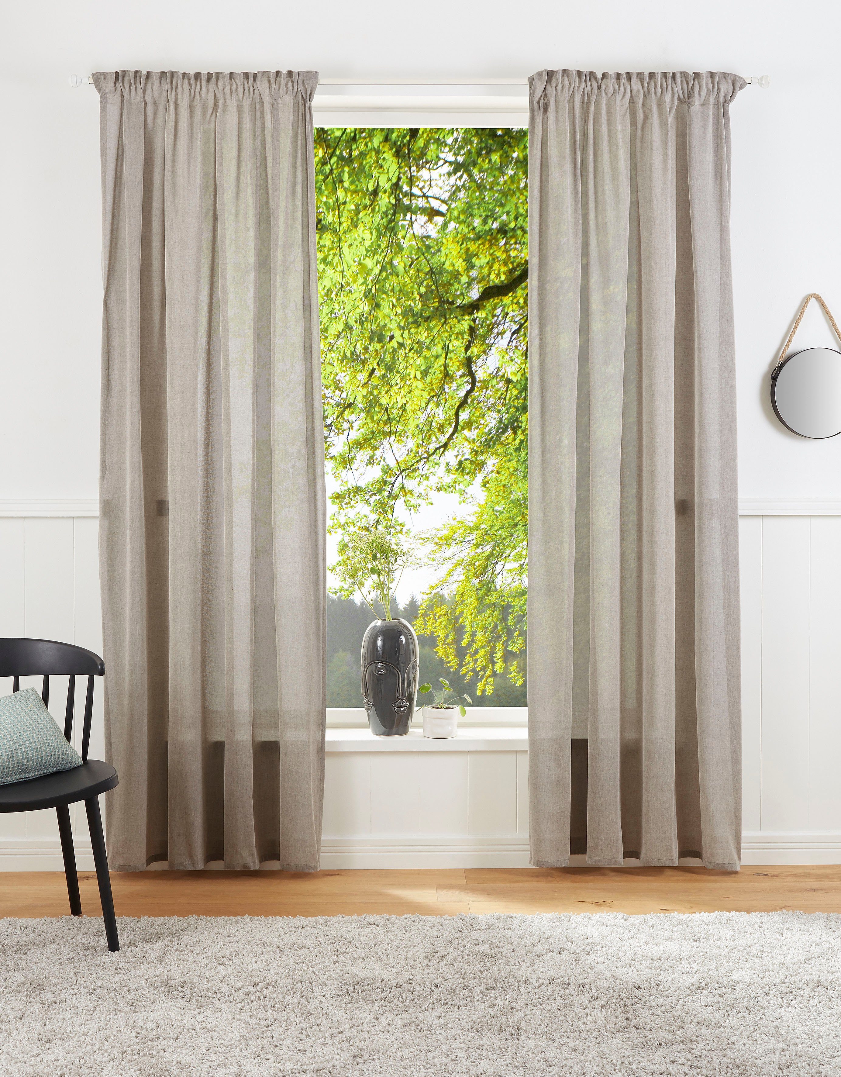 LeGer Home by Lena Gercke Gordijn Lanea Linnenlook, 1 sjaal, verschillende maten (1 stuk) kant & klaar gordijnen maat 1 grijs