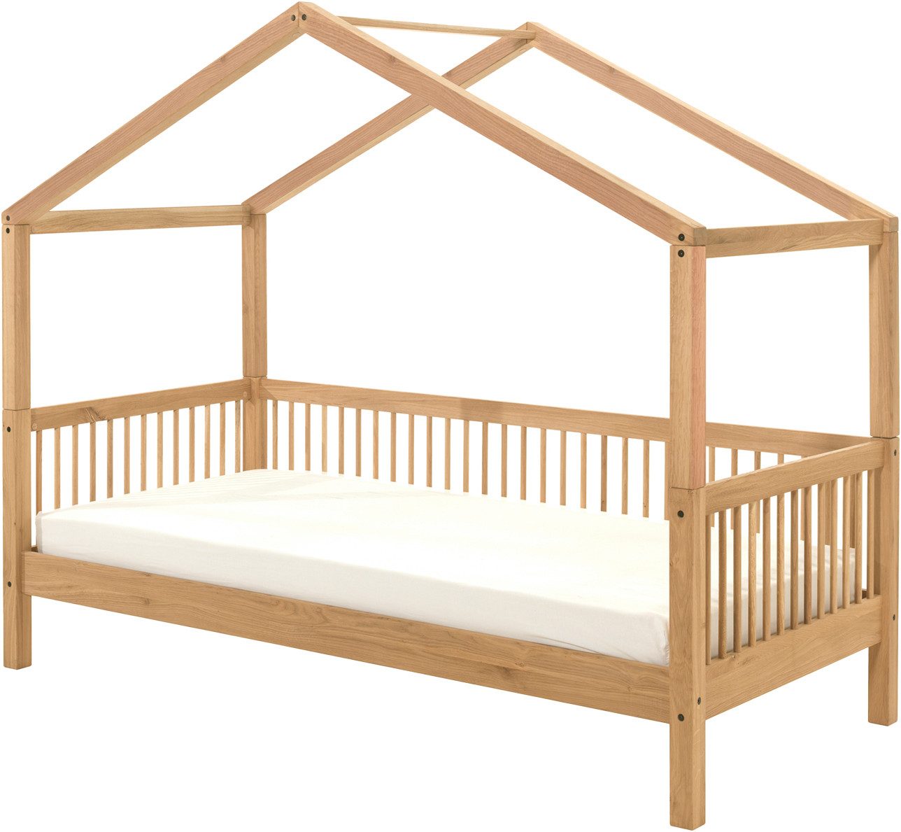 Home affaire Huisbed van massief geolied eikenhout, lf 90x200 cm, optioneel met bedlade