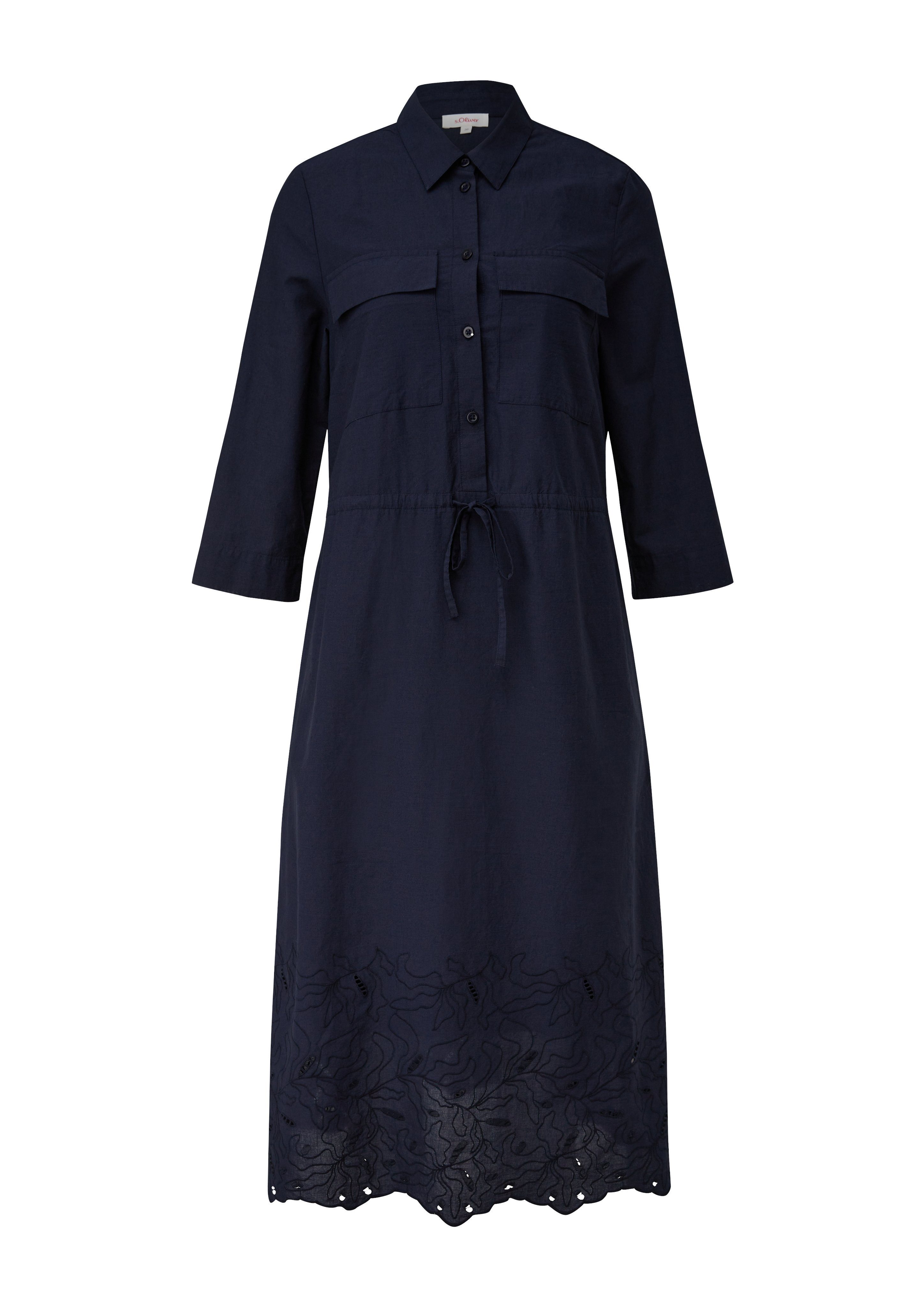 s.Oliver Jurk met overhemdkraag Zomerjurk met broderie anglaise