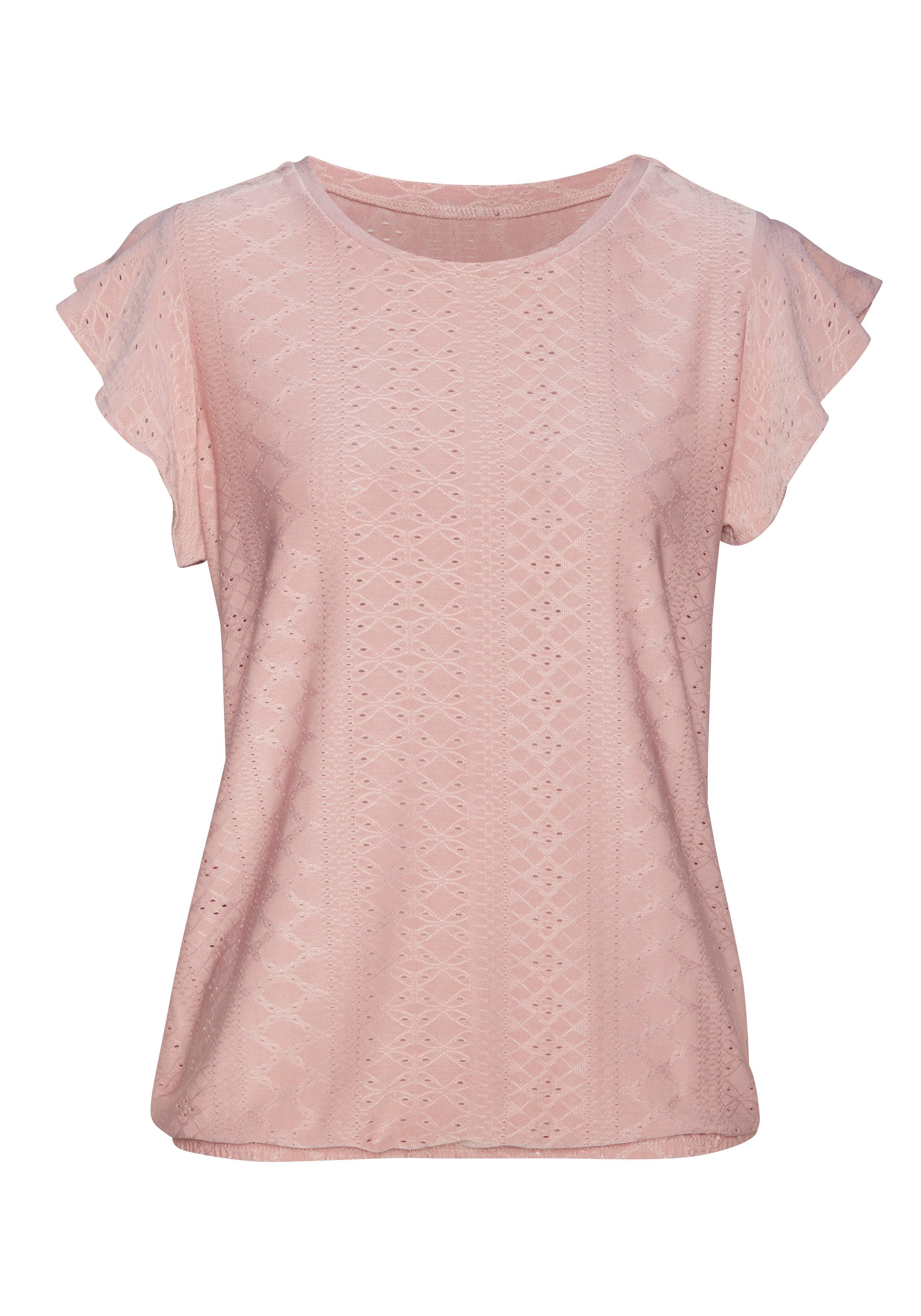 Vivance Shirt met korte mouwen Met broderie anglaise in een gemakkelijk te onderhouden kwaliteit (2-delig Set van 2)