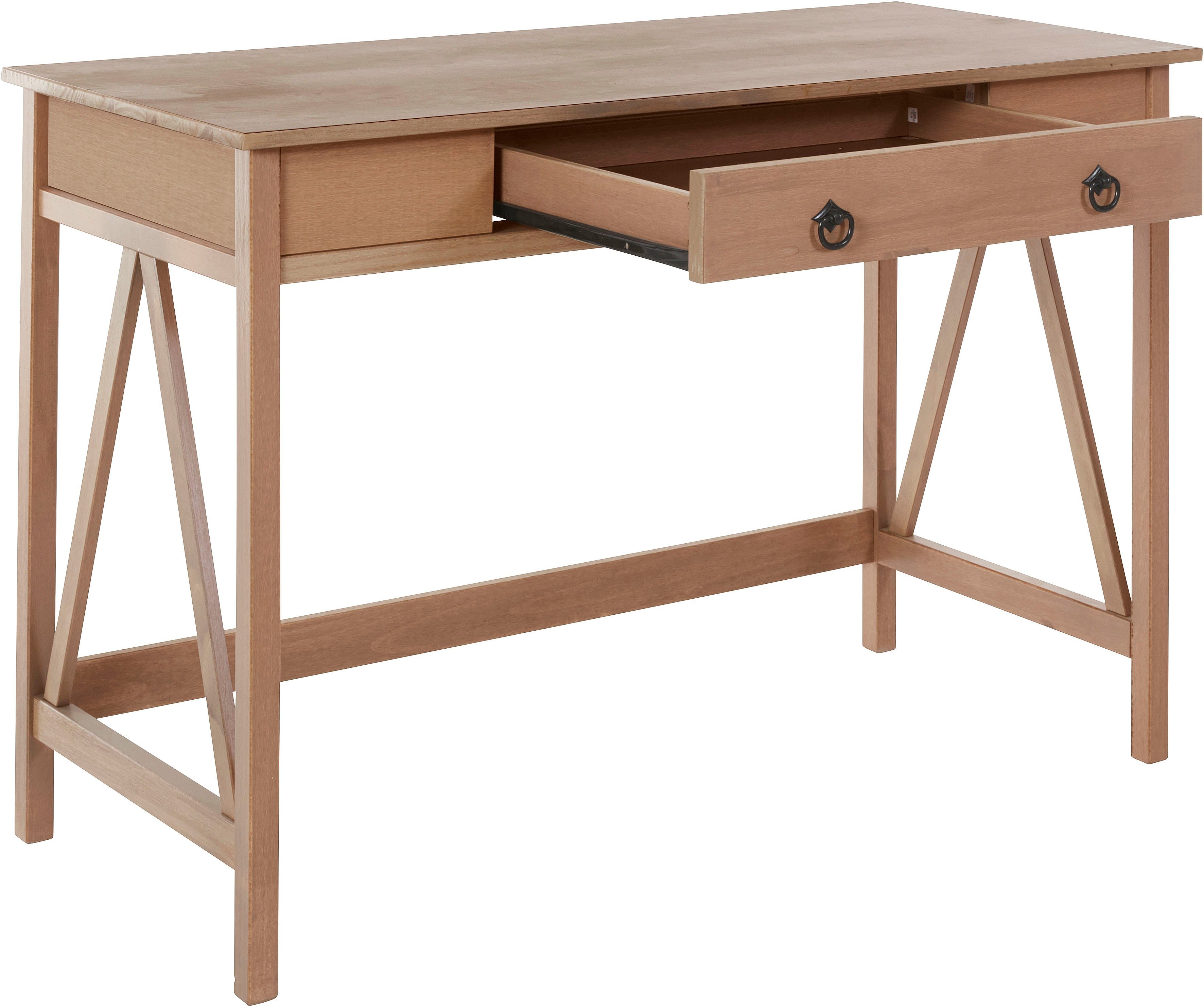 Timbers Bureau Fonville van grenenhout, breedte 116,5 cm, thuiskantoor, sidetable