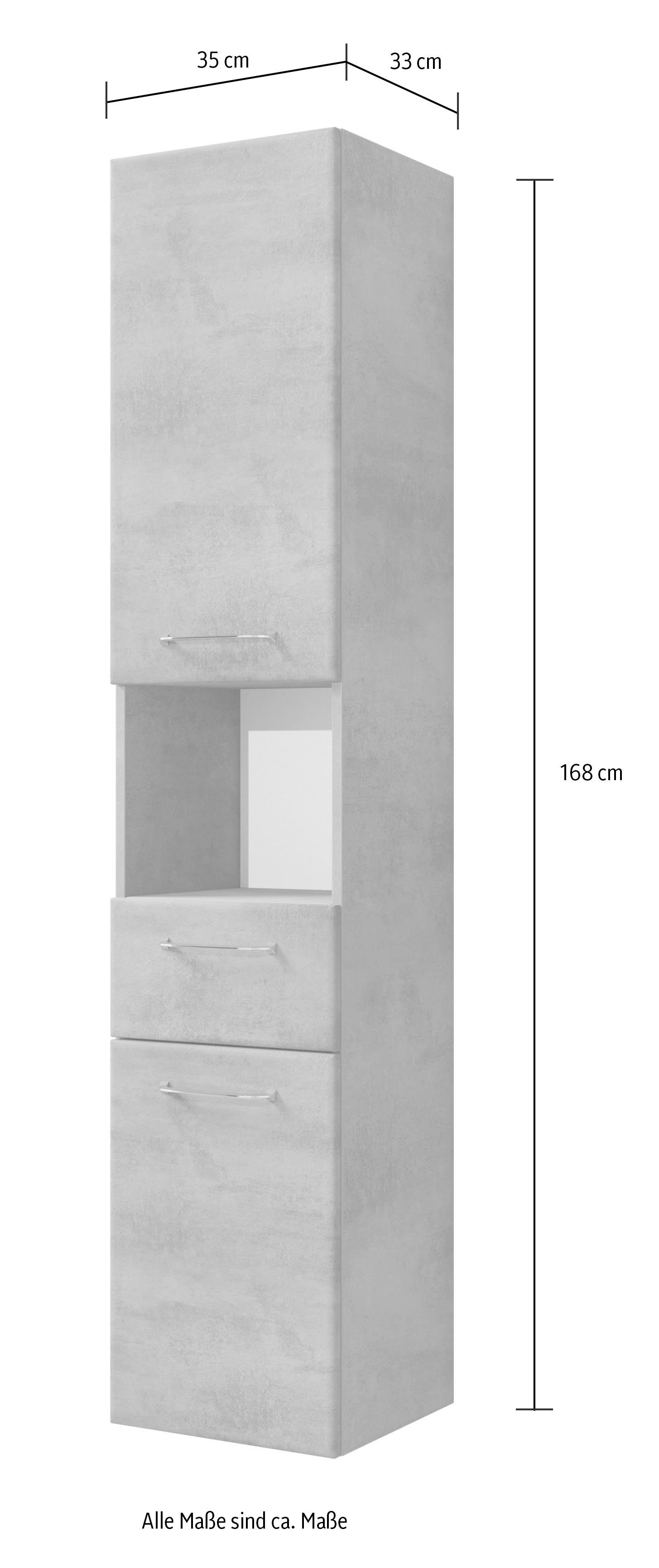 Saphir Hoge kast Quickset 945 Badkamermeubel, 35 cm breed, 2 deuren, 1 nis, 1 lade