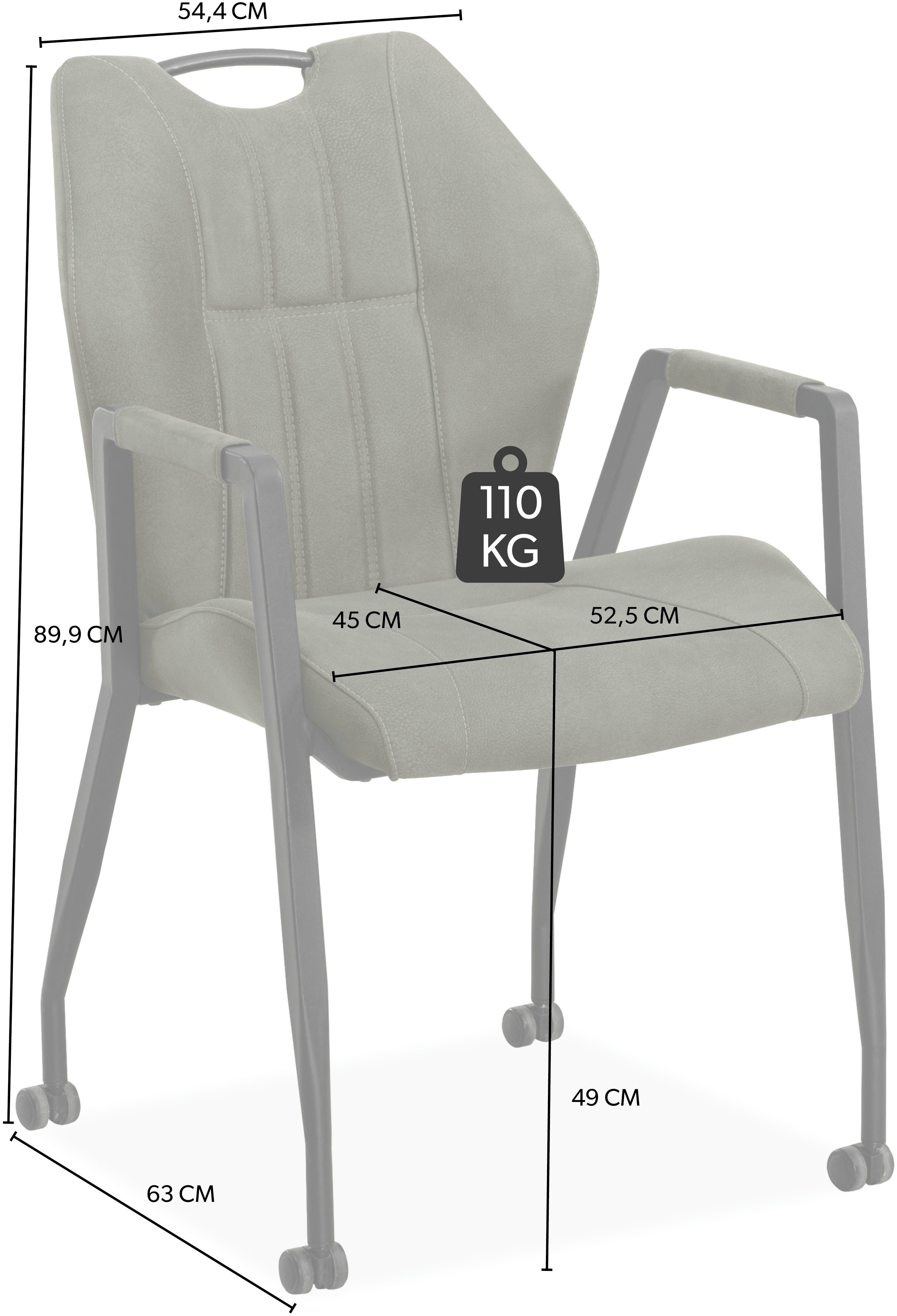 OMG Design Stoel met armleuningen Point Eetkamerstoel met wielen, bureaustoel (set)