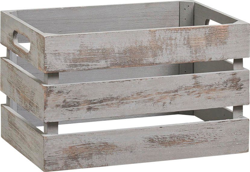 Zeller Present Houten kist Vintage Diepte: ca. 21 cm, Breedte: ca. 31 cm (1 stuk) manden & dozen grijs
