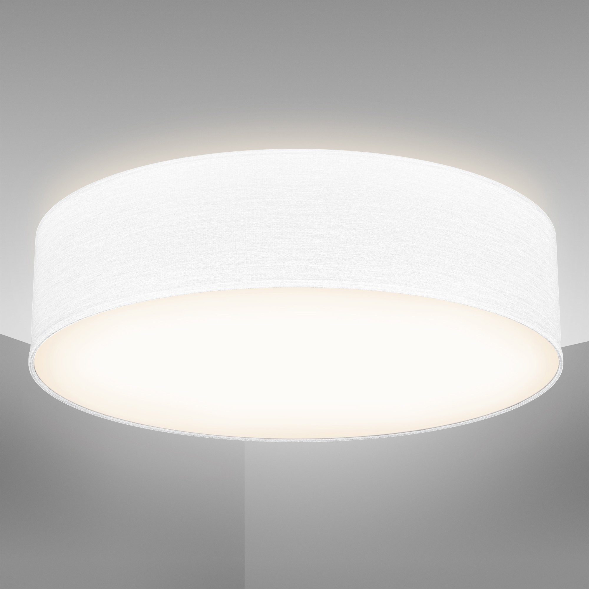 B.K.Licht Plafondlamp BK_SD1218 Deckenlampe, Ø38cm, Stoffschirm Weiß, 2x E27-Fassung