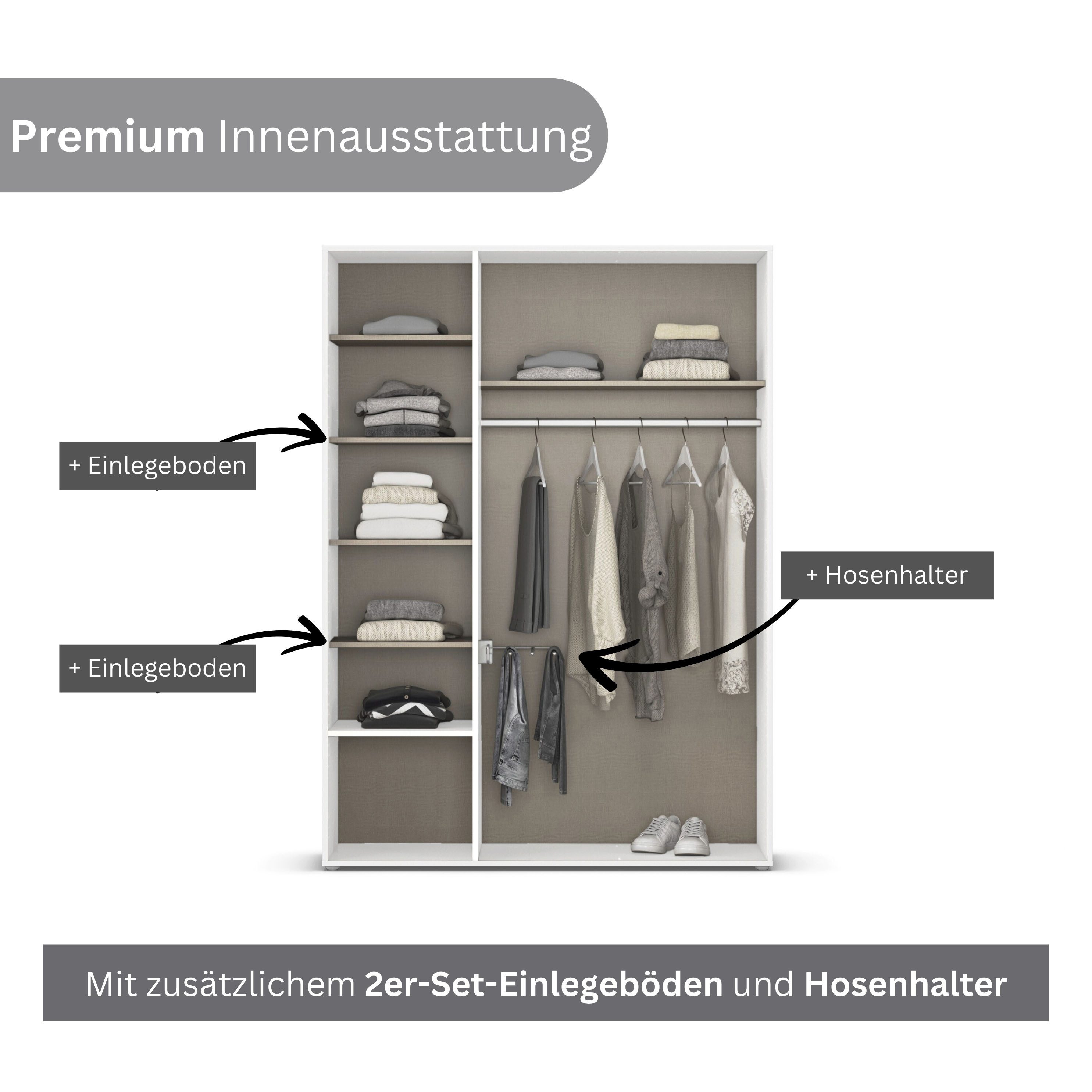 rauch Draaideurkast Kledingkast kast garderobe linnenkast VOYAGER moderne grepen in grijs metallic met buitenlades made in germany