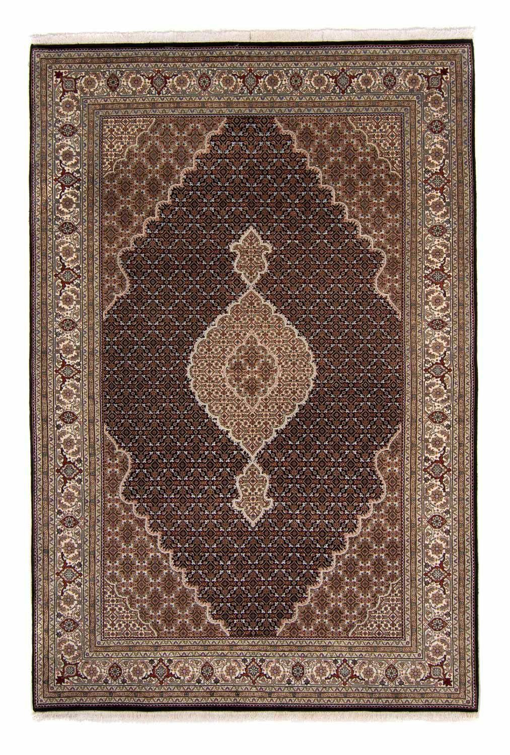 morgenland Wollen kleed Tabriz medaillon Blu scuro 300 x 201 cm Uniek exemplaar met certificaat