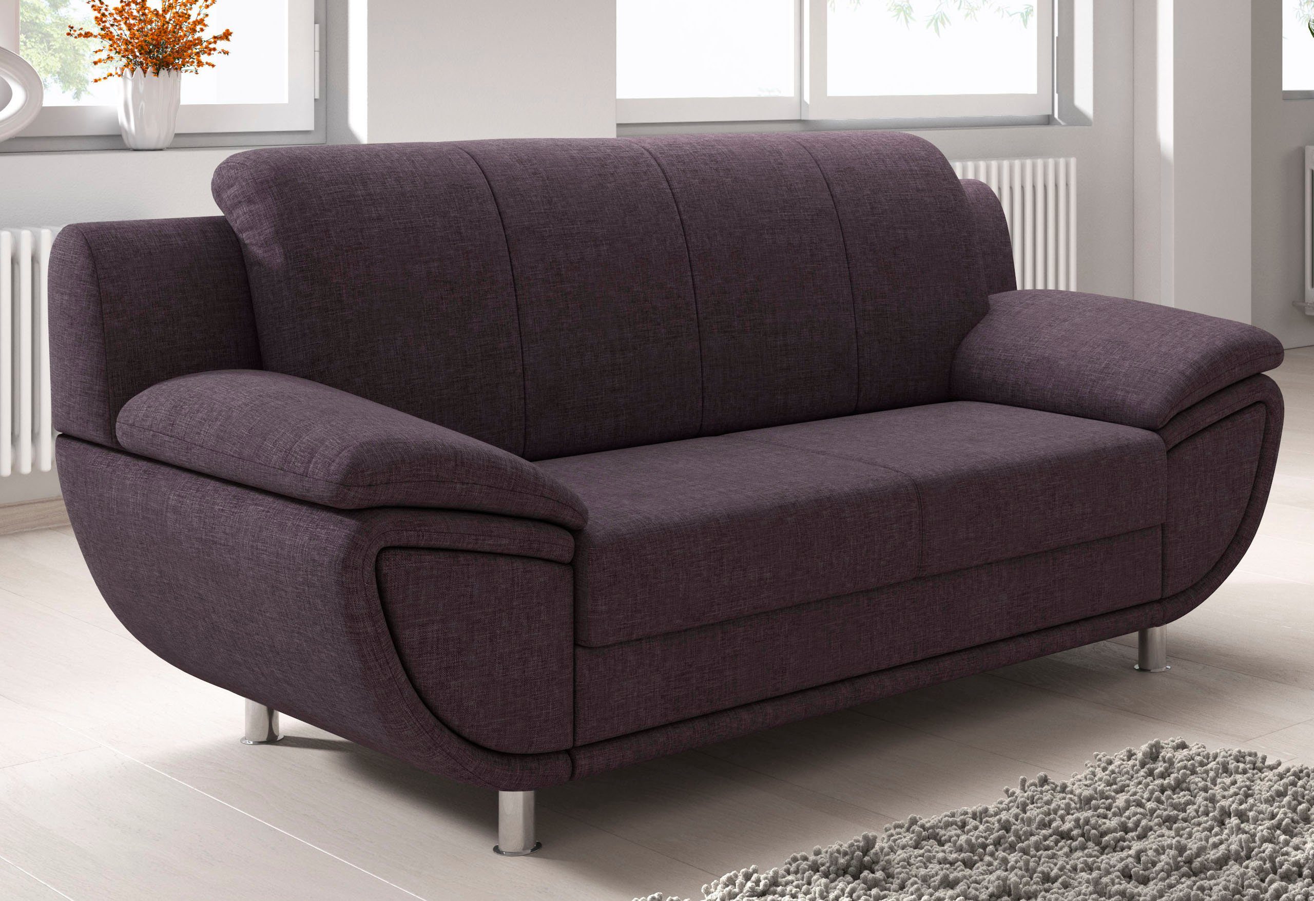 TRENDMANUFAKTUR 2-zitsbank Rondo II, tijdloos en comfortabel, naar keuze met comfortabele binnenvering, met extra brede armleuningen