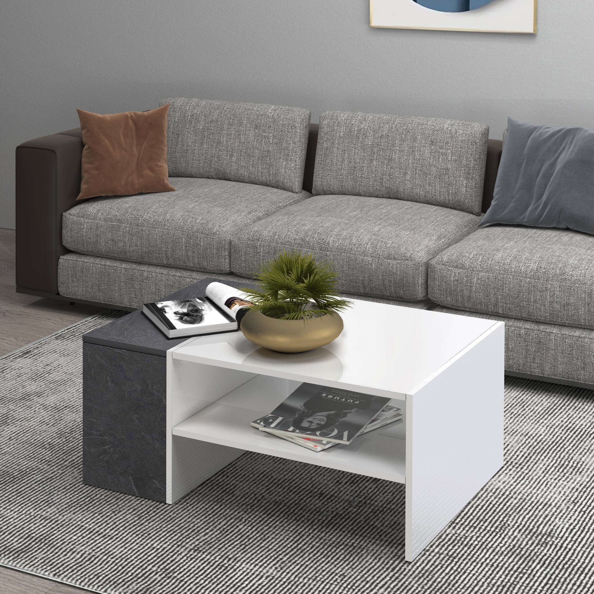 INOSIGN Salontafel Coro, salontafel met zijopbergruimte Lengte 90 cm, met twee opbergvakken waarvan één gesloten