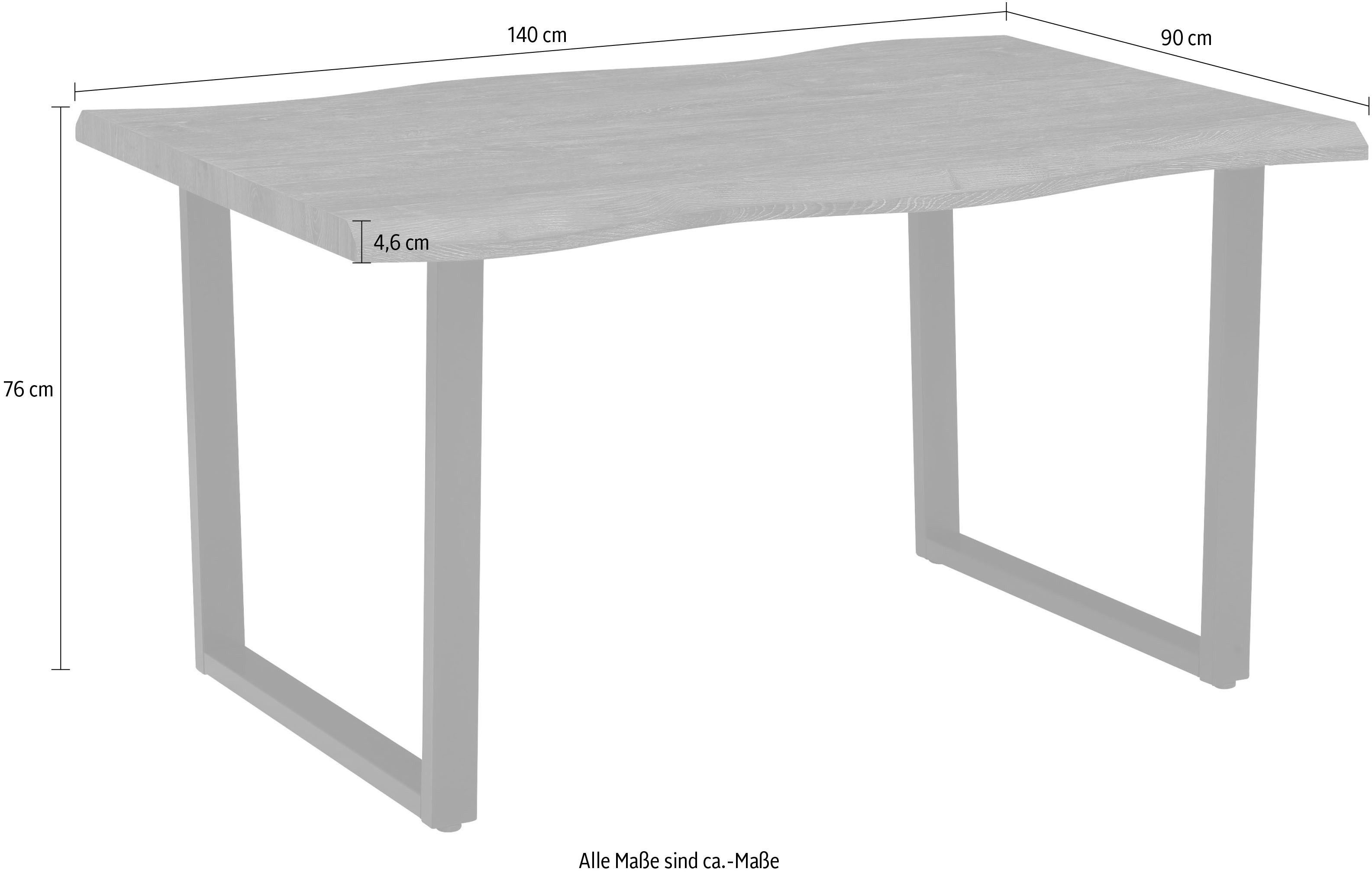 HELA Eethoek Giselle Eettafel U-frame metaal, tafelblad met boomrand, OTTOs Choice (set, 5-delig)