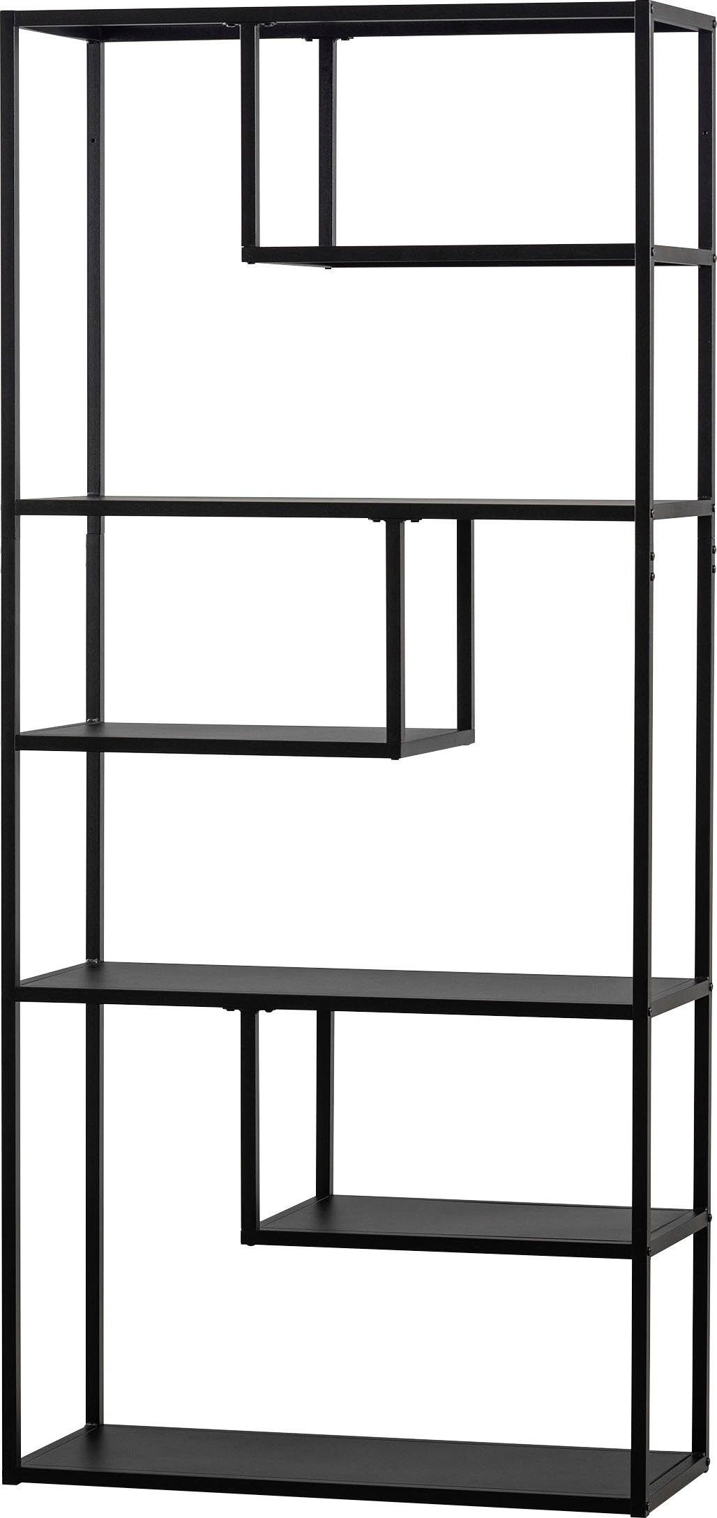 WOOOD Boekenkast Teun van metaal, veel ruimte, h 188 cm x b 85 cm boekenkasten zwart