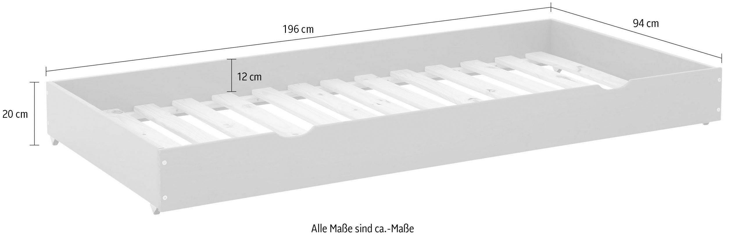 Lüttenhütt Lade Alpi geschikt voor het stapelbed van de serie alpi, van massief grenenhout