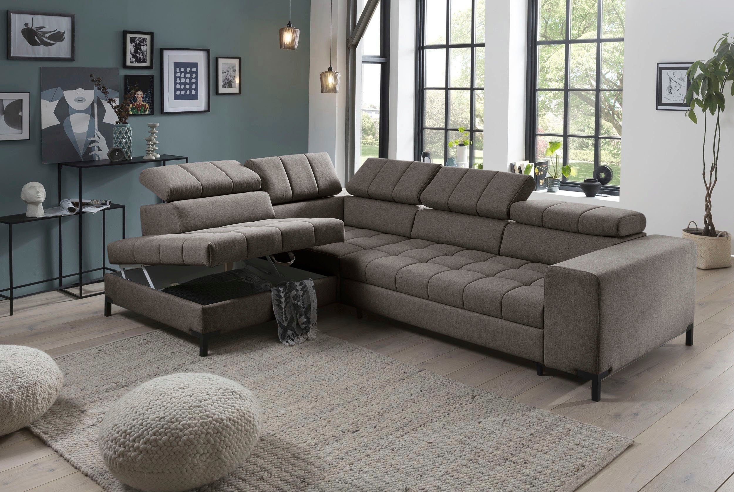 exxpo - sofa fashion Hoekbank Bocco, hoogwaardige afwerking, geweldig zitcomfort, comfortabel, L-vorm