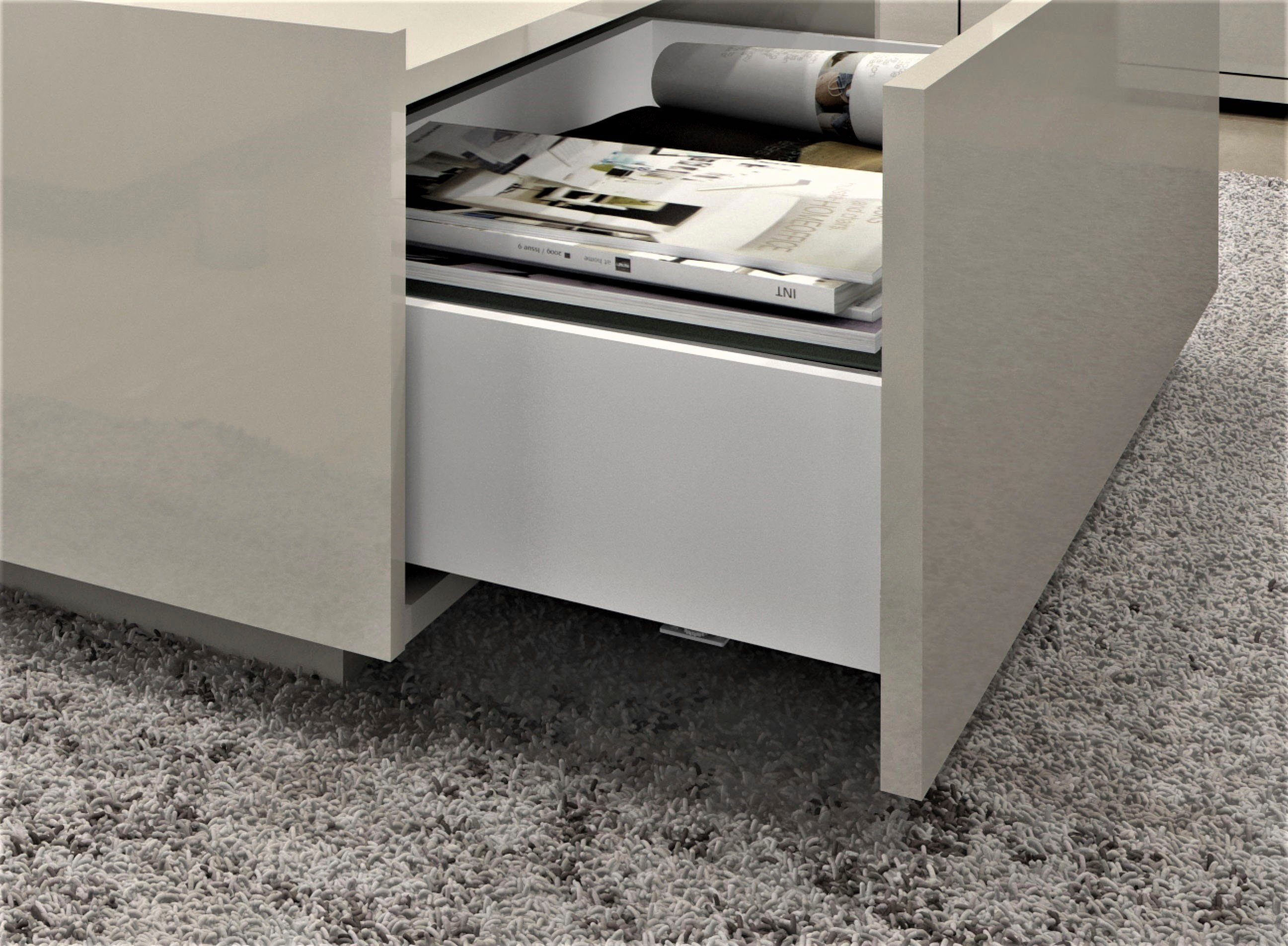 Places of Style Salontafel Piano hoogwaardig uv gelakt, met twee laden inclusief soft-closefunctie