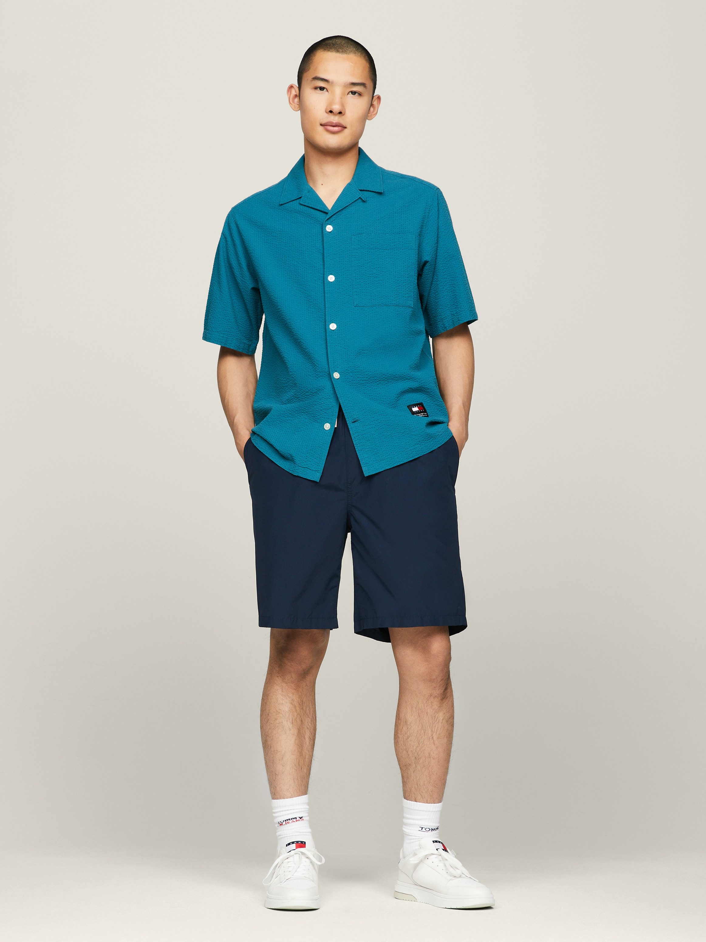TOMMY JEANS Overhemd met korte mouwen TJM RLX SEERSUCKER CAMP SHIRT