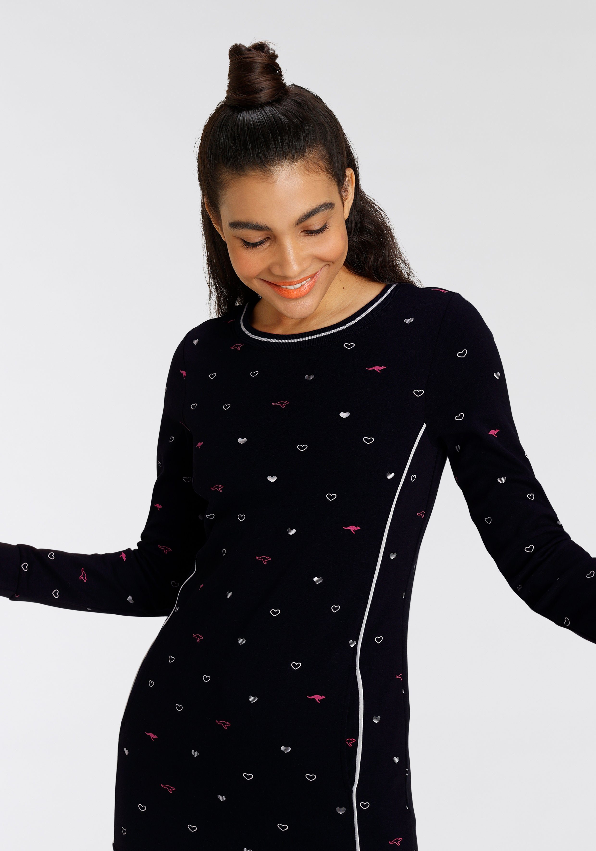 KangaROOS Sweater Lange mouw, figuuraccentuerend, van interlock-katoen, met naadzakken