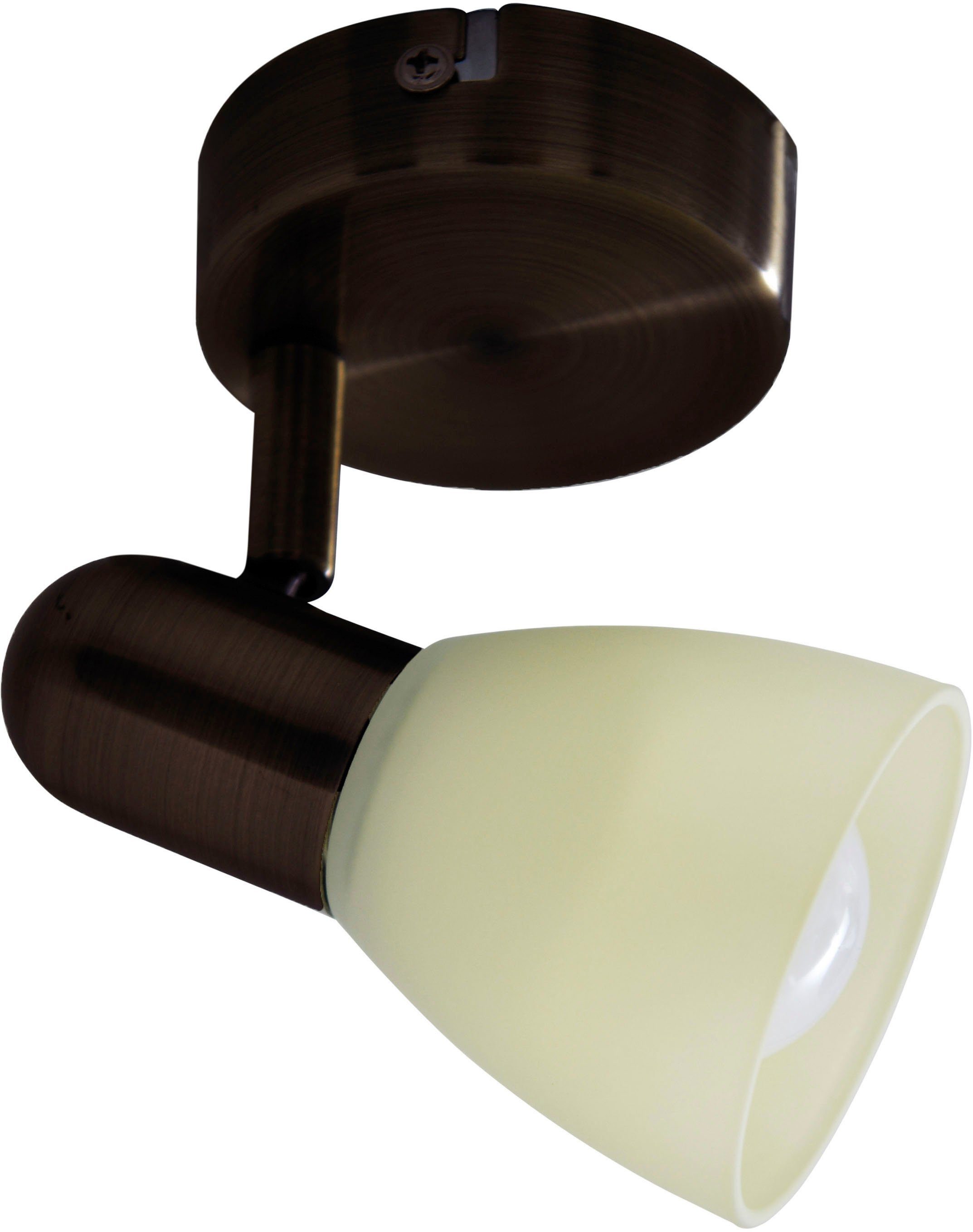 näve Ledplafondspot voor buiten Mestre 1x led wand- en plafondspot, e14, bruin, glazen kap wit (1 stuk)