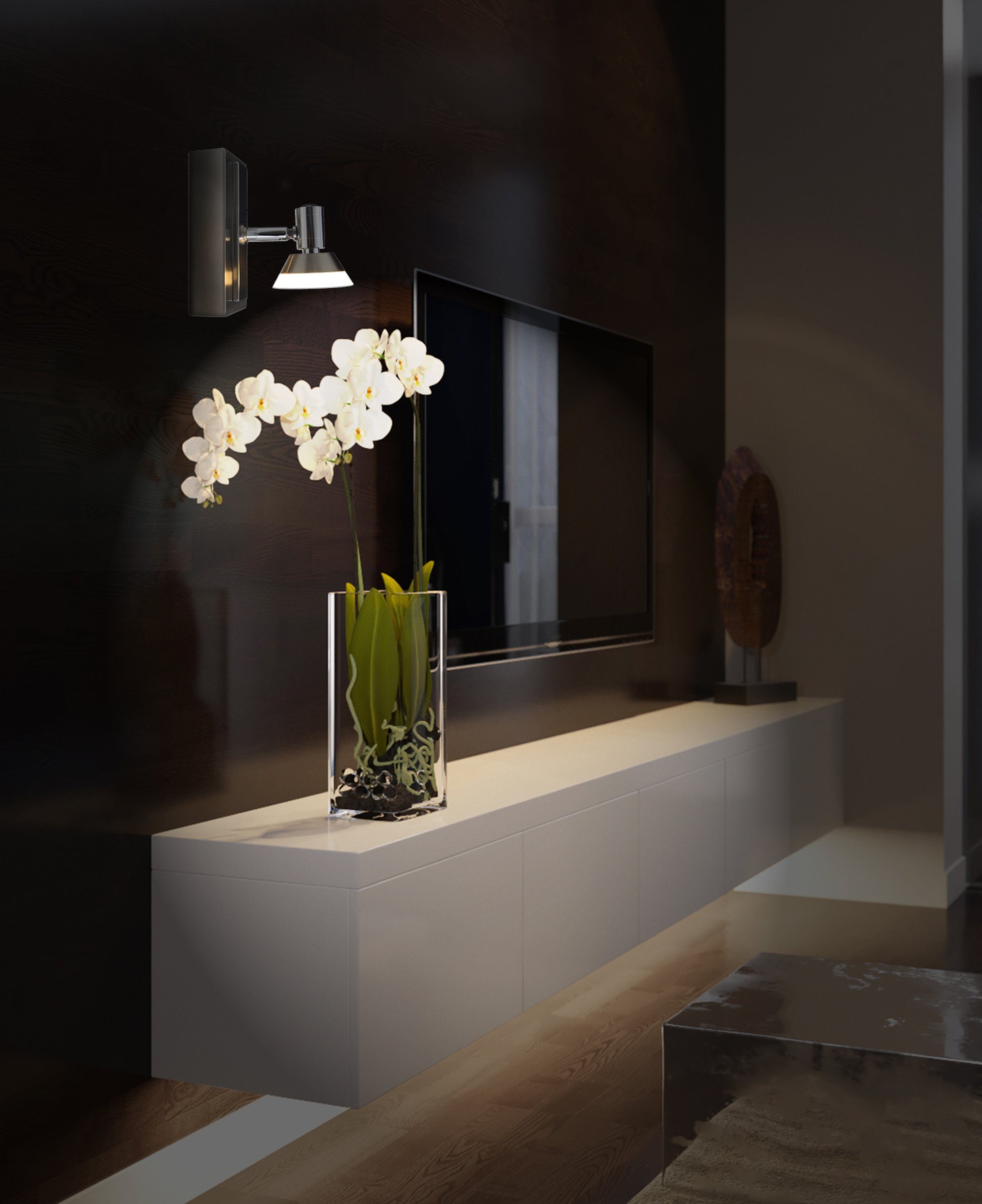 näve Led-wandlamp Jericho incl. lampen 1x led 20 w, metaal/glas, chroom (1 stuk)