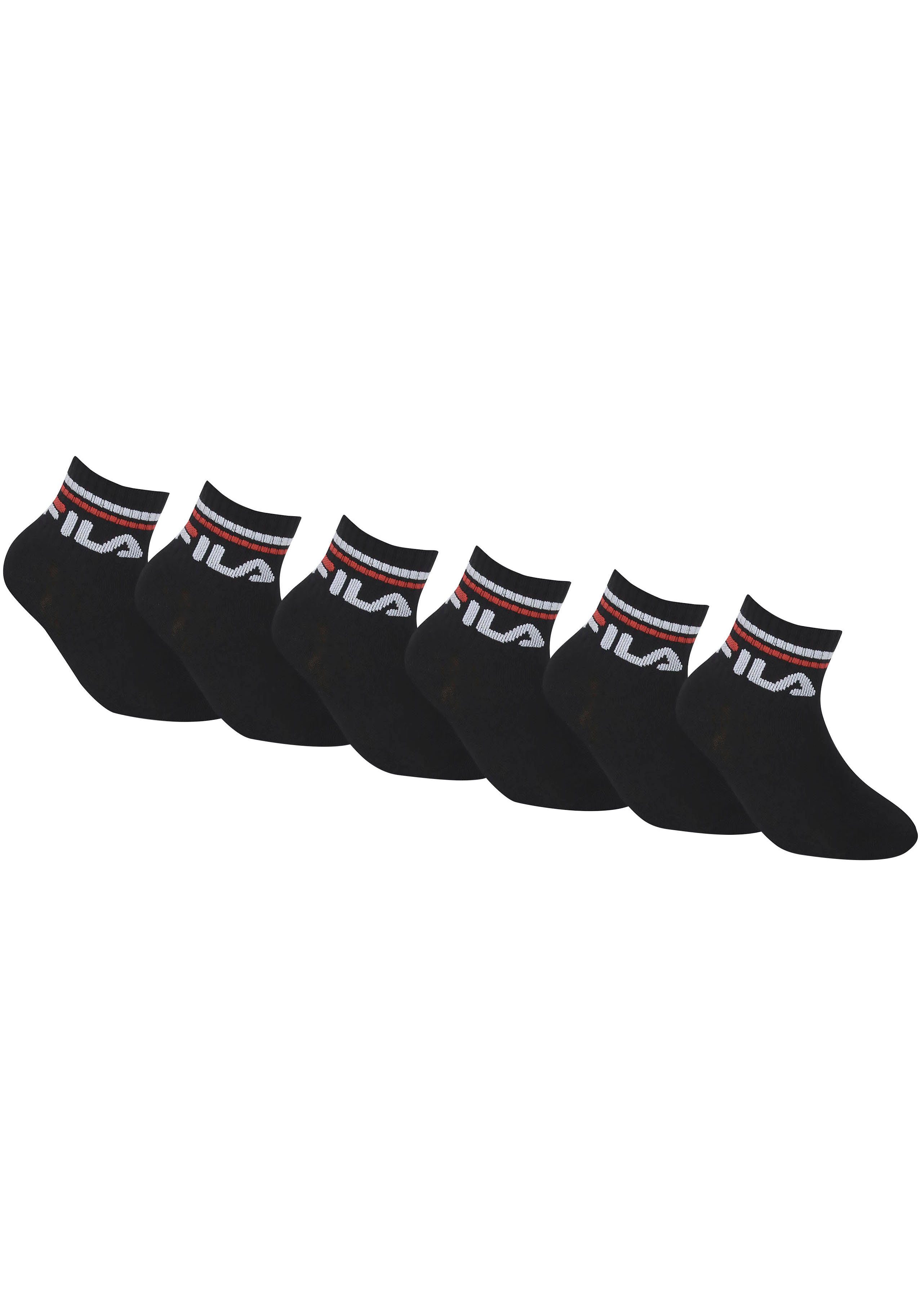 Fila Korte sokken JUNIOR UNISEX QUARTER PLAIN SOCKS met gebreid logo in de ribband, kindersokken (set, 6 paar)