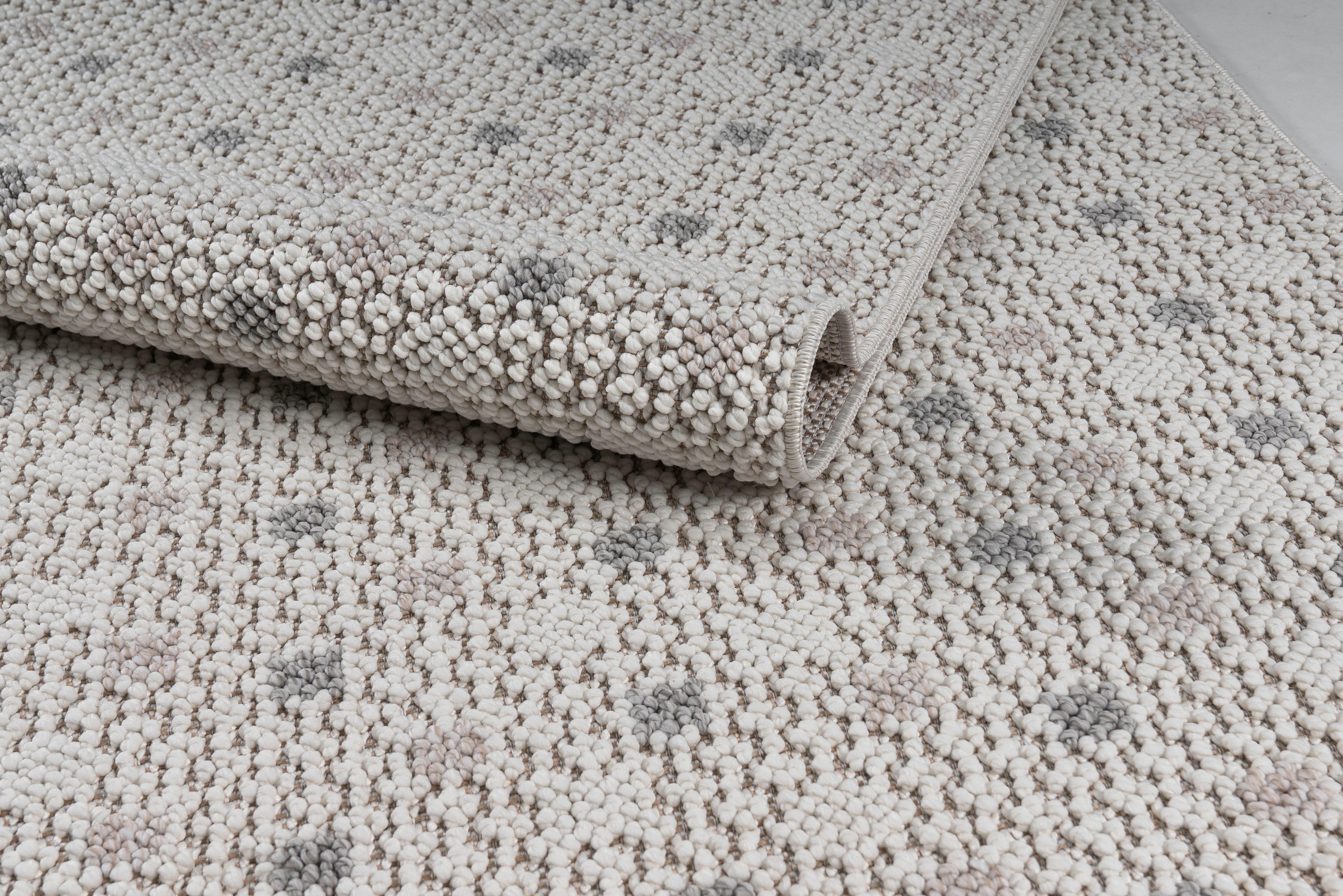 Bruno Banani Vloerkleed Dotty Wol-look, hoog-laag structuur, geschikt voor binnen en buiten, met franjes