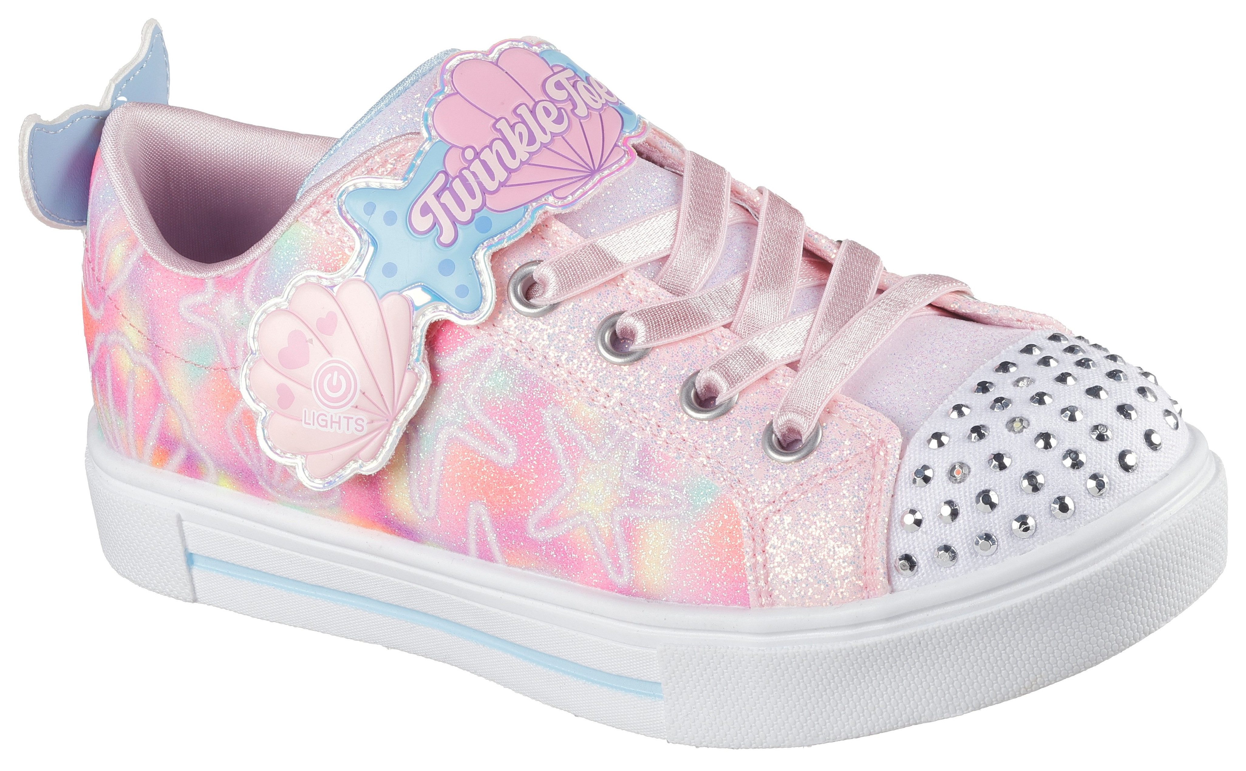 Skechers Sneakers TWINKLE SPARKS , blink-instapschoen met glitters + strass, maat sjabloon te downloaden meisjes sneakers maat 30 roze