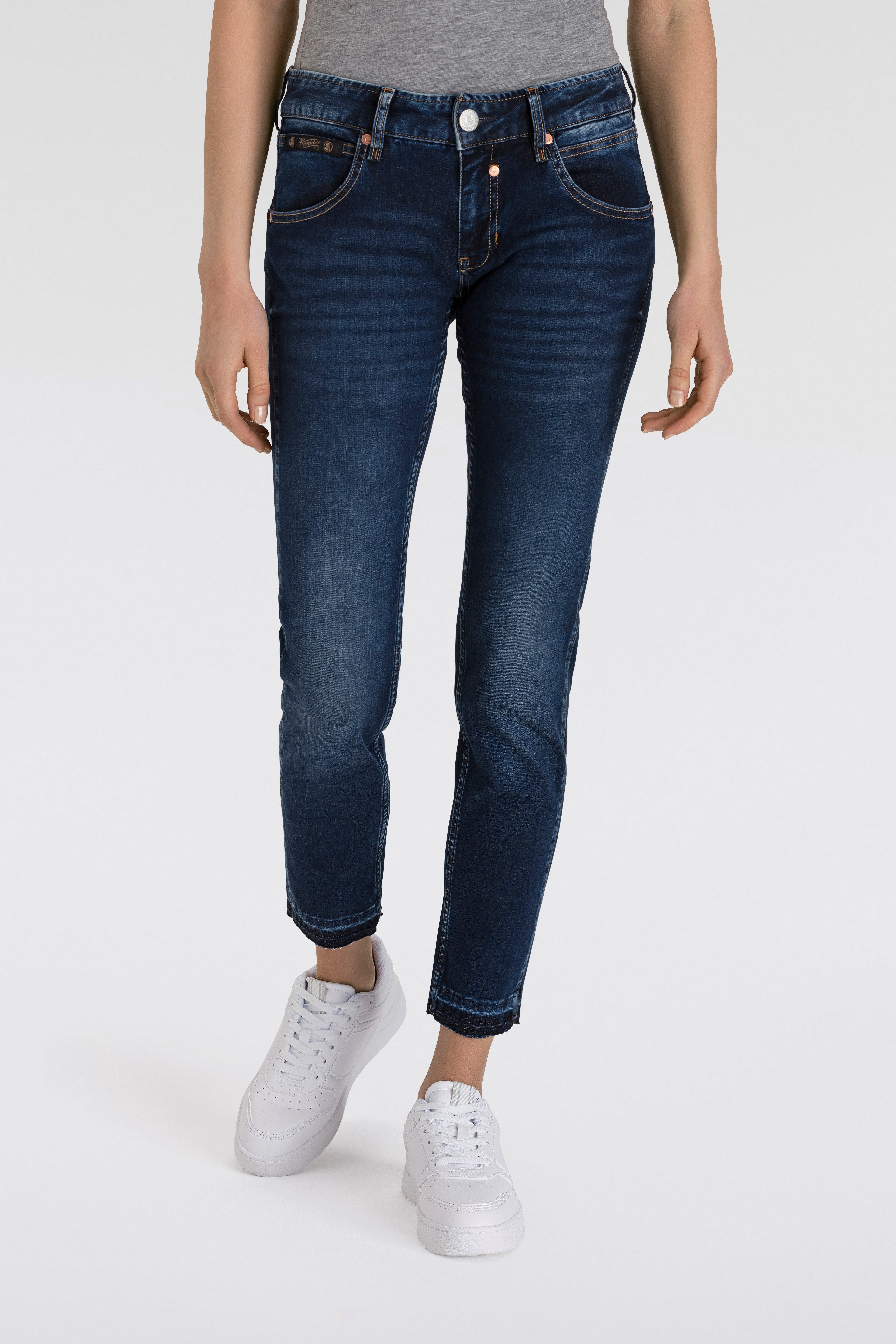 Herrlicher Slim fit jeans TOUCH CROPPED REUSED DENIM dames jeans maat 26 blauw