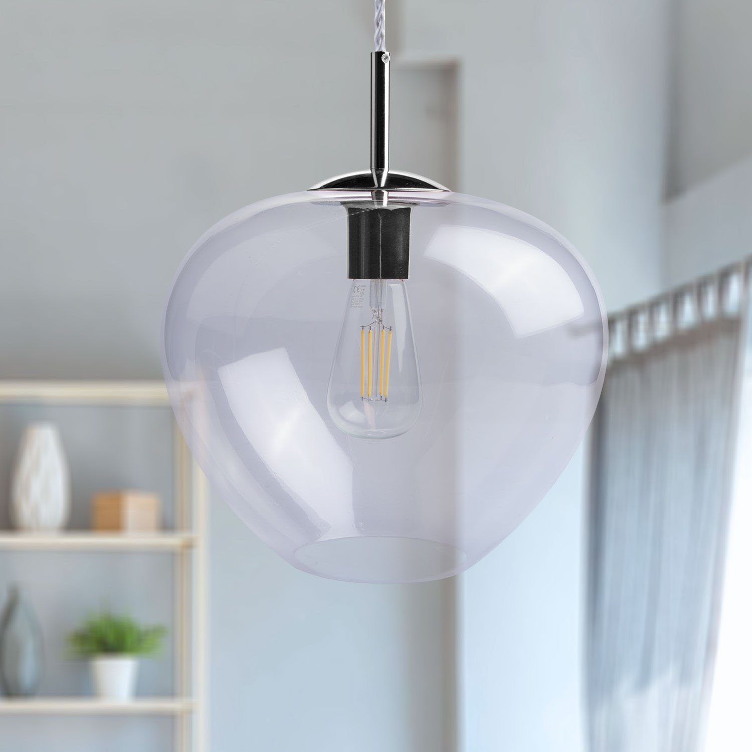 Paco Home Hanglamp Stela Plafondlamp led woonkamer slaapkamer in hoogte verstelbaar glas E27